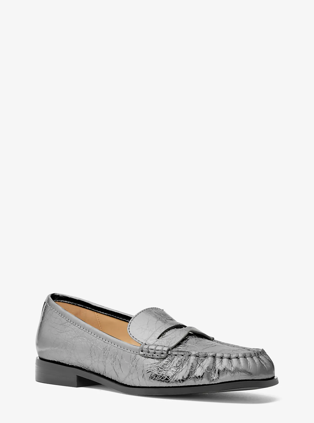 Michael Kors Loafer Carlson van metallic craquelé leer STAALGRIJS Outlet
