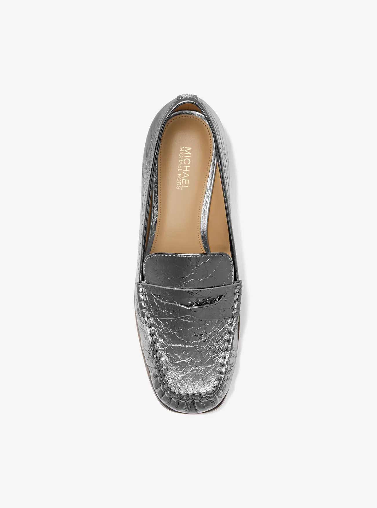 Michael Kors Loafer Carlson van metallic craquelé leer STAALGRIJS Outlet