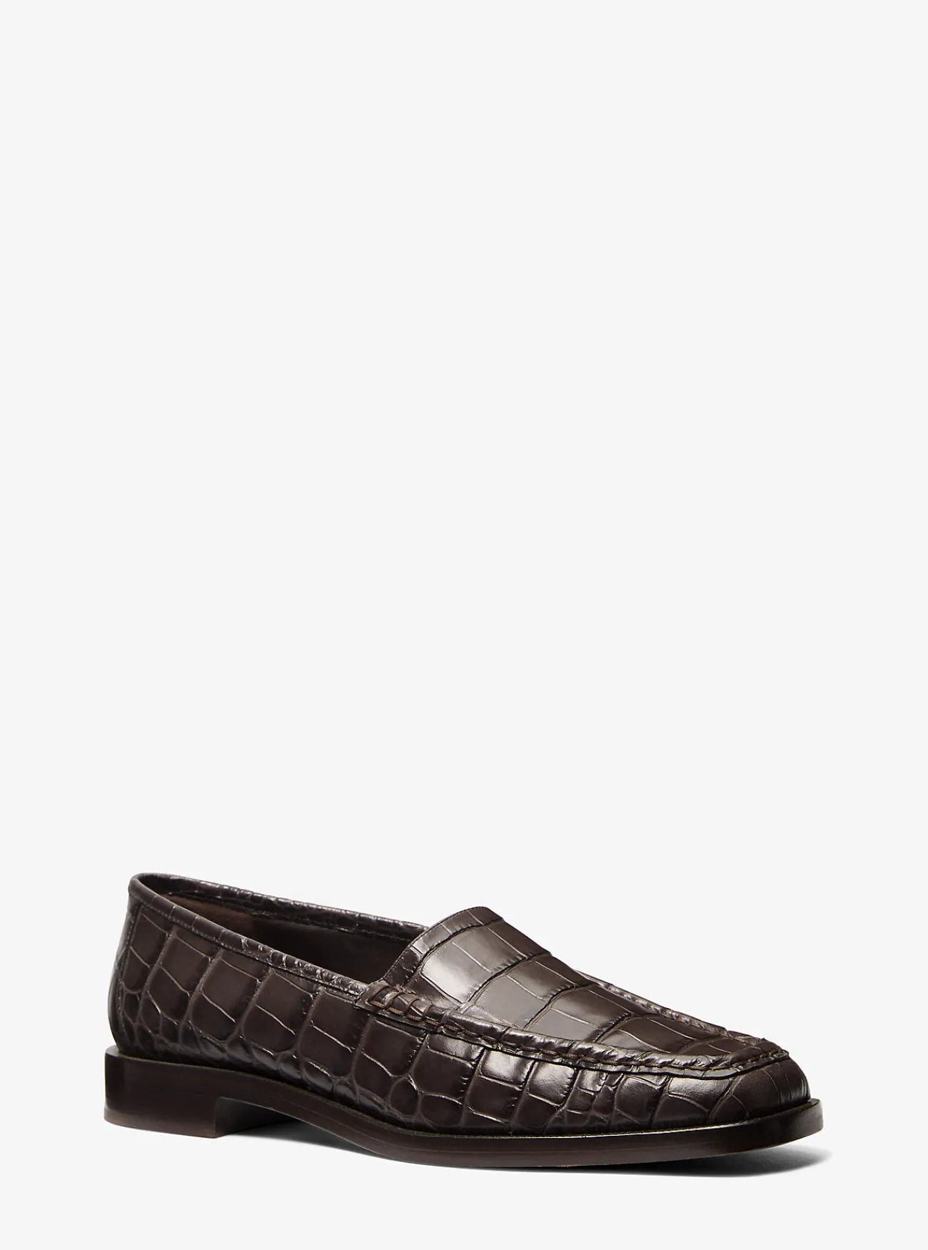 Michael Kors Loafer Carolyn van leer met krokodillenprint in reli&euml;f CHOCOLADE Discount