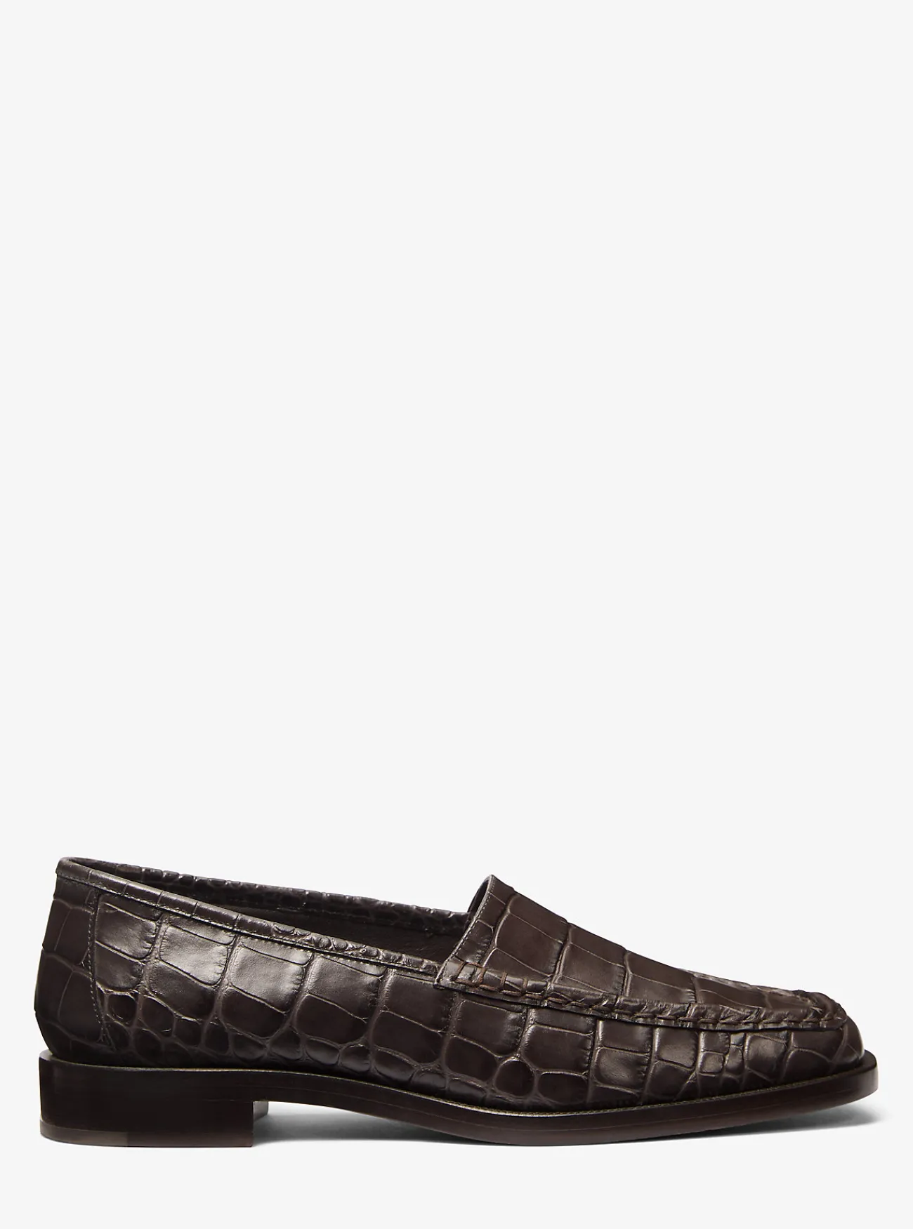 Michael Kors Loafer Carolyn van leer met krokodillenprint in reli&euml;f CHOCOLADE Discount