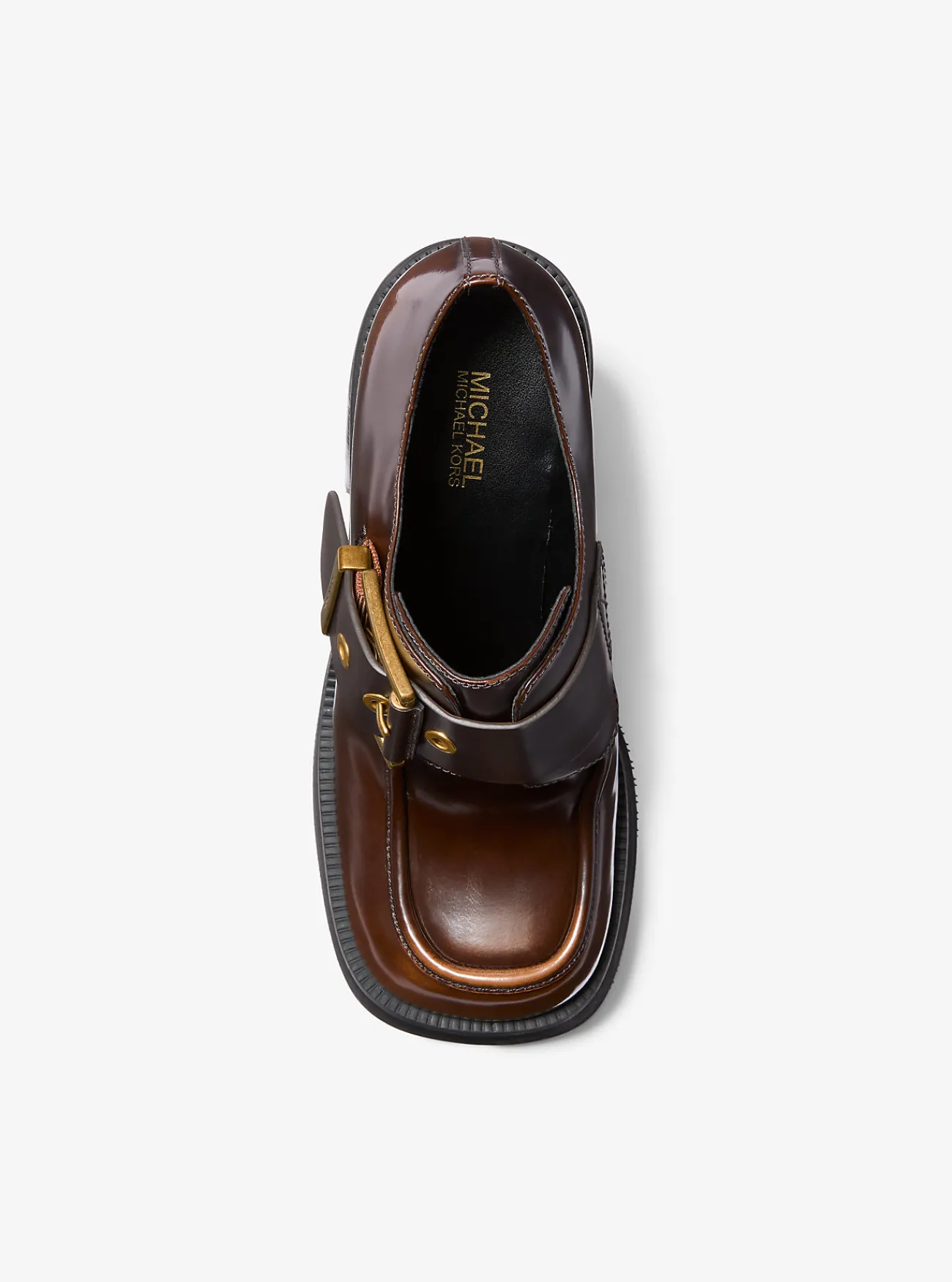 Michael Kors Loafer Colby van gepolijst leer met plateauzool LUGGAGE Sale
