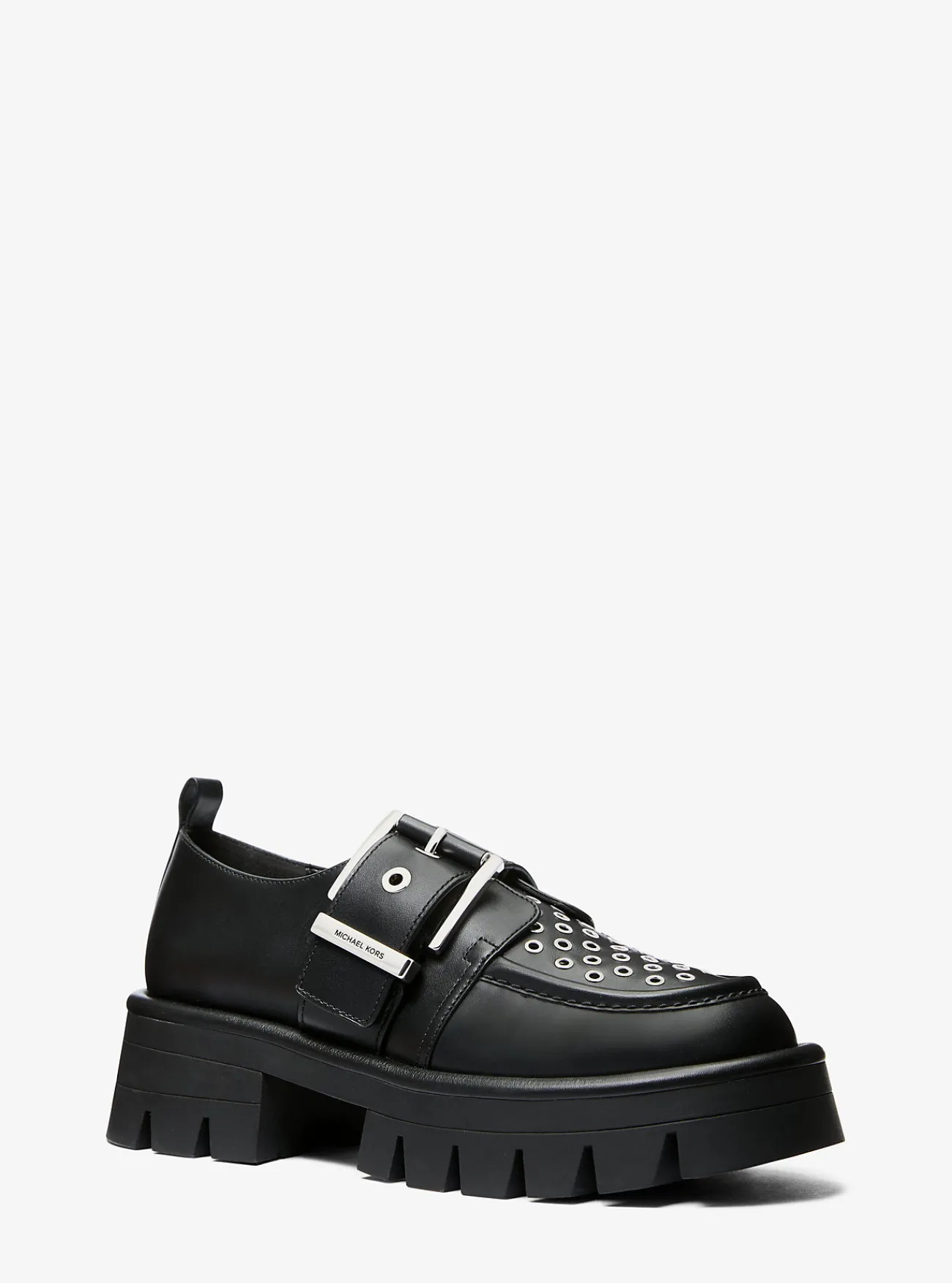Michael Kors Loafer Colby van leer met oogjes ZWART Best
