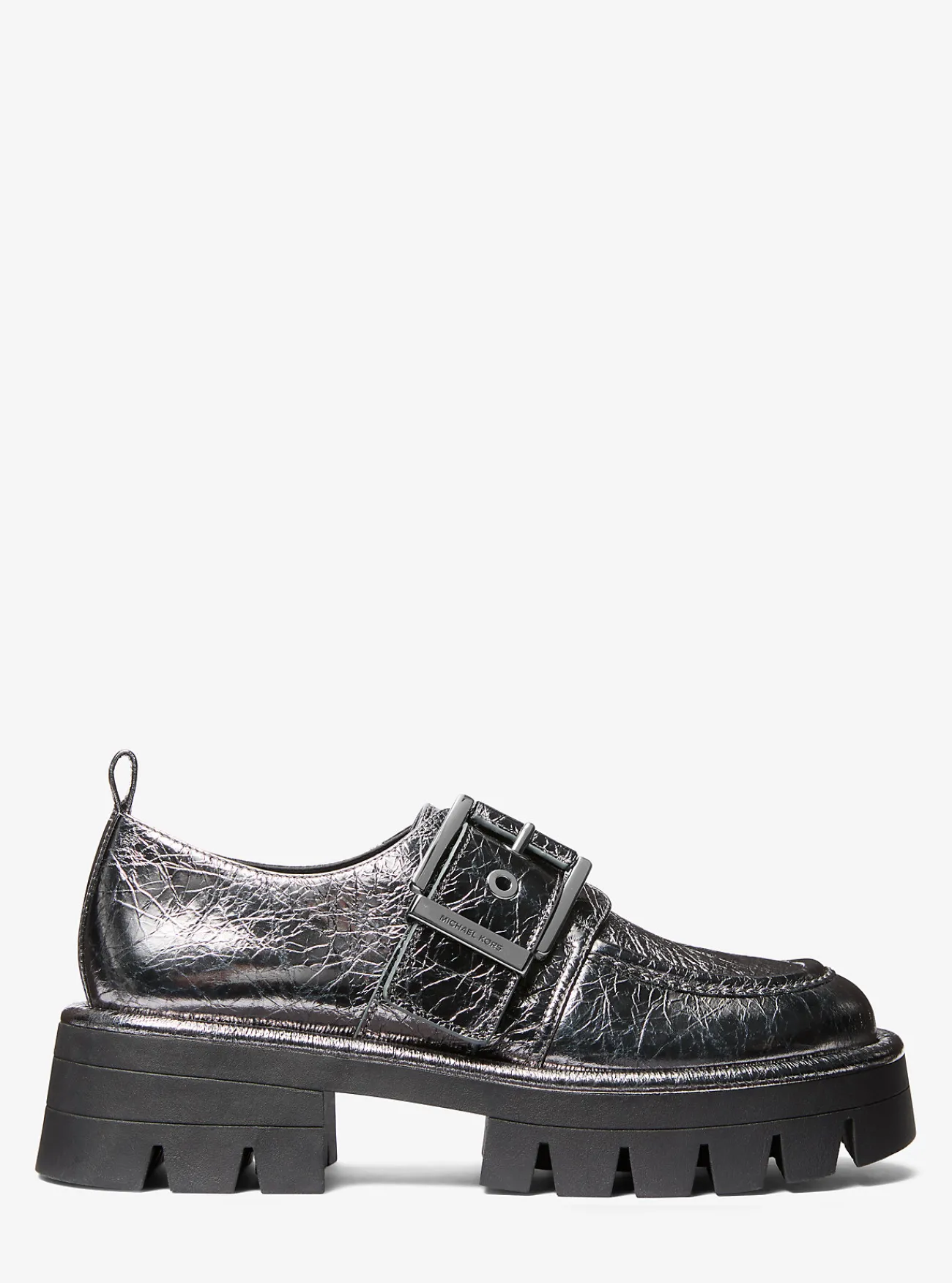 Michael Kors Loafer Colby van metallic craquel&eacute; leer STAALGRIJS Clearance