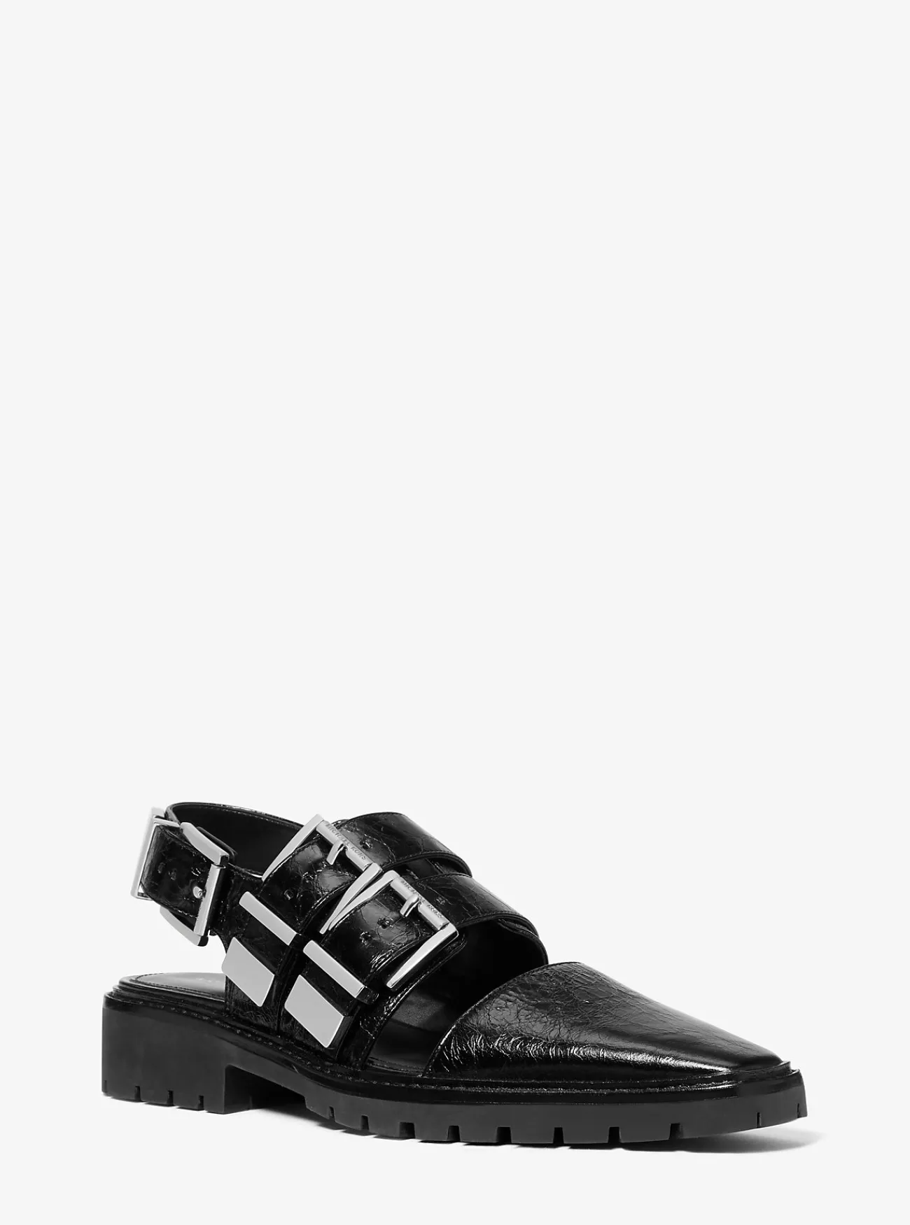 Michael Kors Loafer Darrington van craquel&eacute; lakleer met slingback ZWART Sale