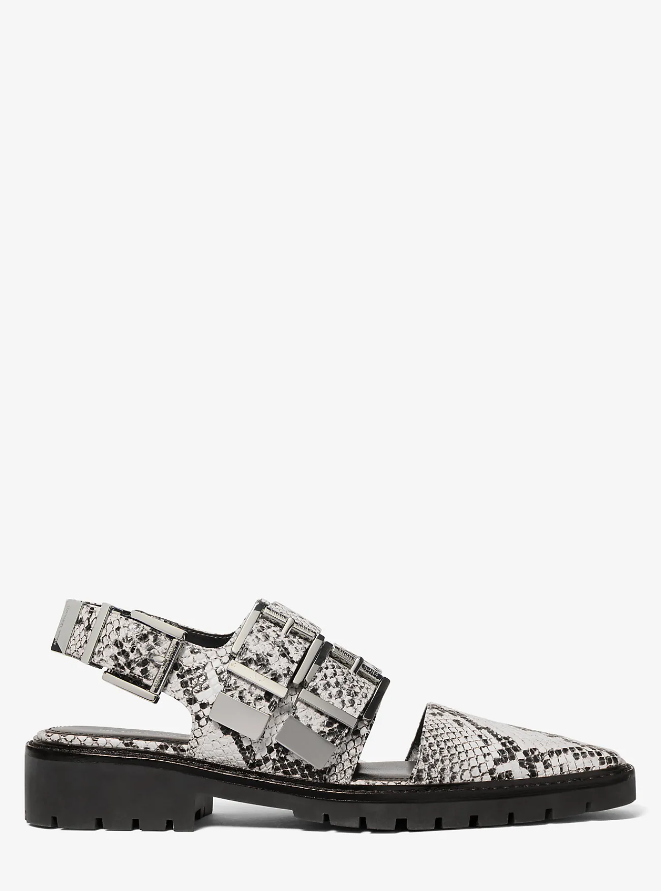 Michael Kors Loafer Darrington van leer met slangenprint in reli&euml;f met slingback ALUMINIUM Clearance