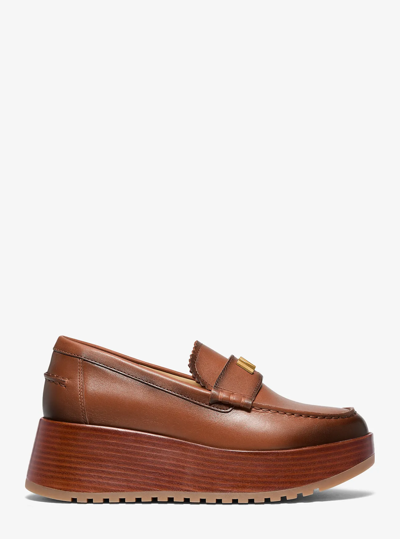 Michael Kors Loafer Indy van gepolijst leer met plateauzool LUGGAGE Hot