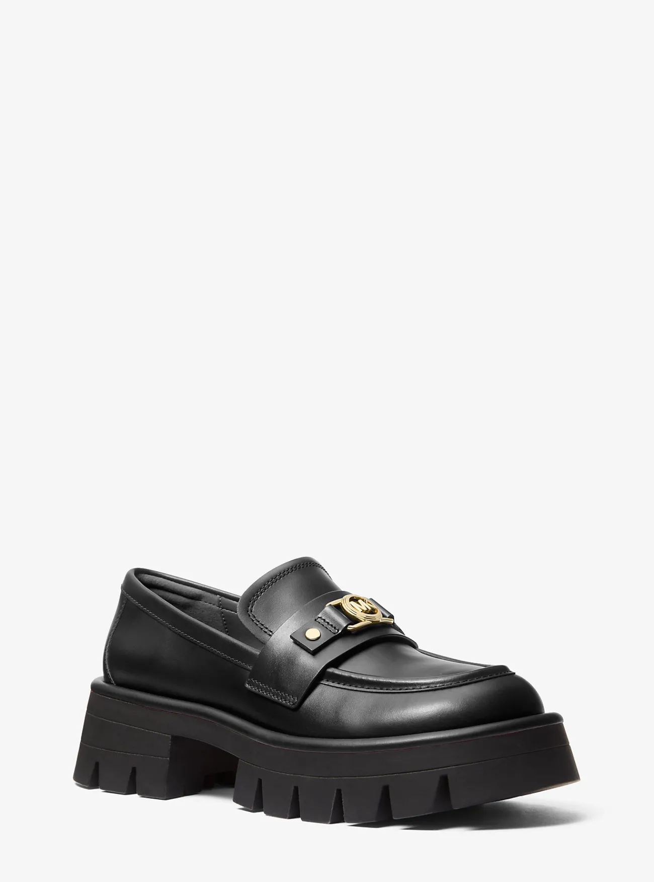 Michael Kors Loafer Mandy van leer met plateauzool ZWART Hot