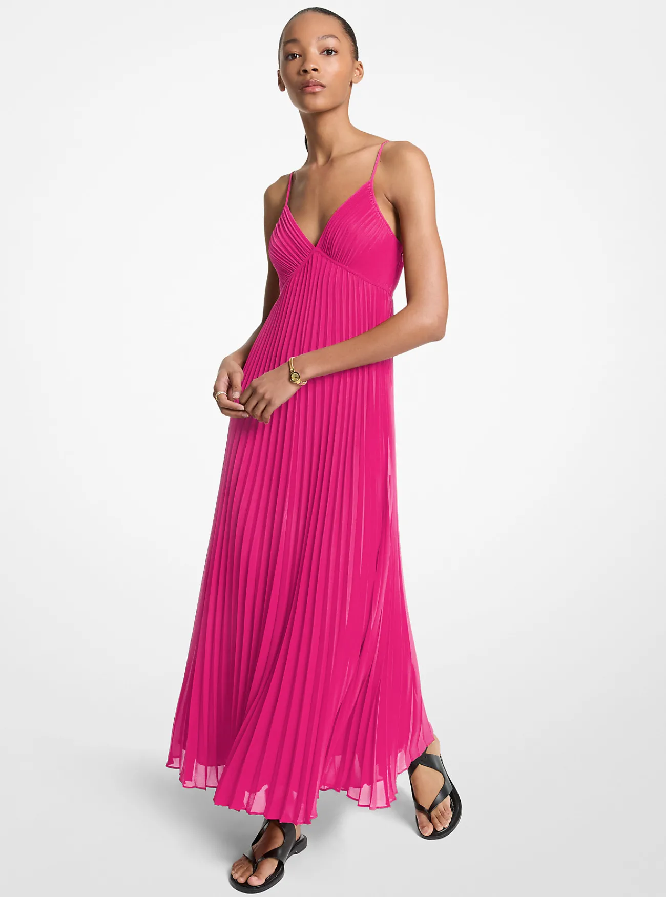 Michael Kors Maxi-jurk van cr&ecirc;pe georgette met plooien [3468] Online