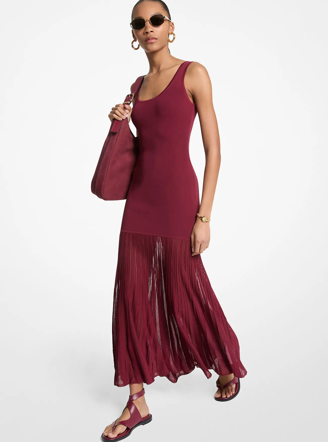 Michael Kors Maxi-jurk van een mix van doorschijnende stretchviscose [3465] Discount