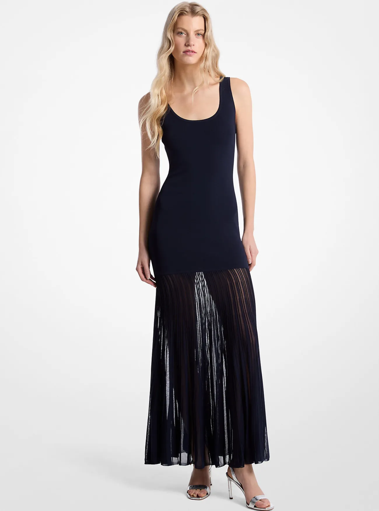 Michael Kors Maxi-jurk van een mix van doorschijnende stretchviscose MIDNIGHTBLUE Hot