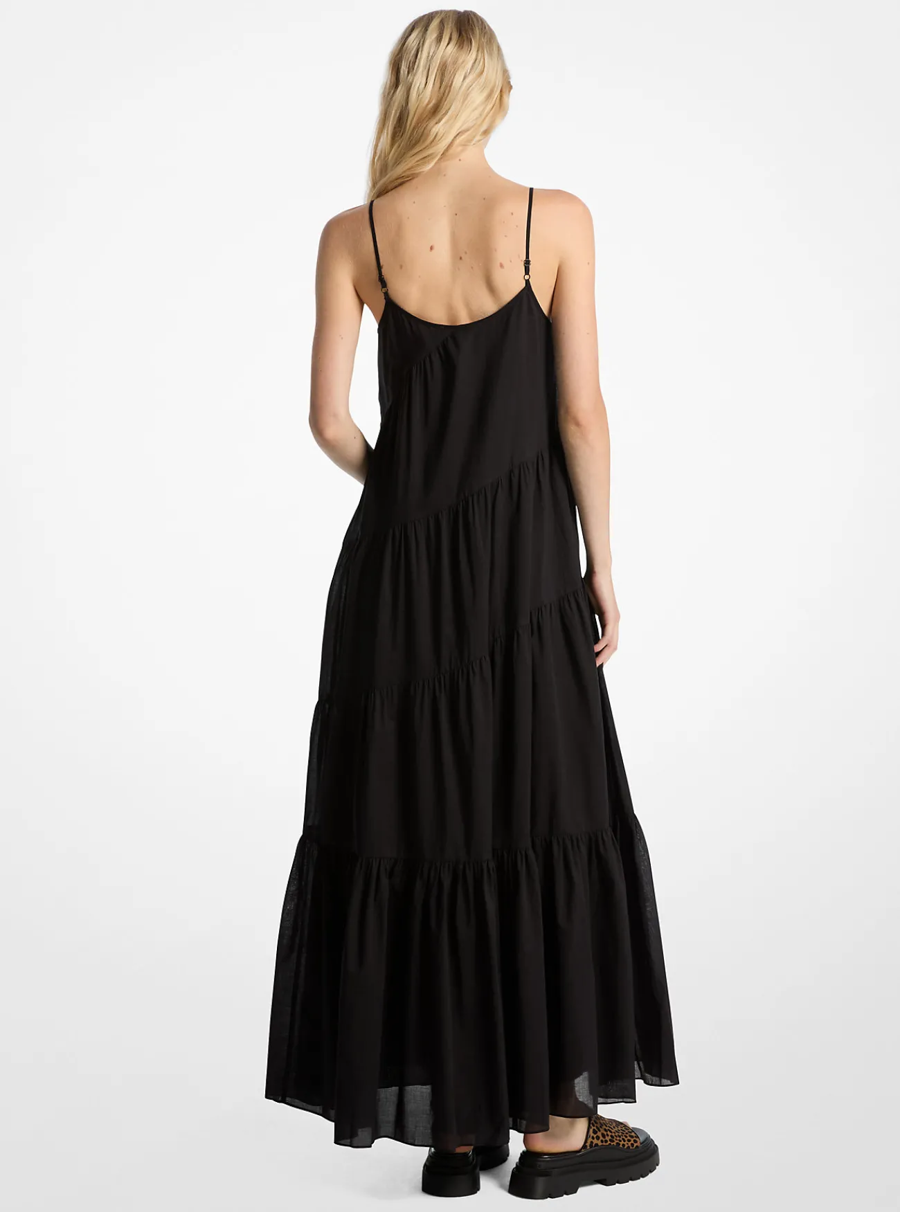 Michael Kors Maxi-jurk van katoen met stroken ZWART Discount