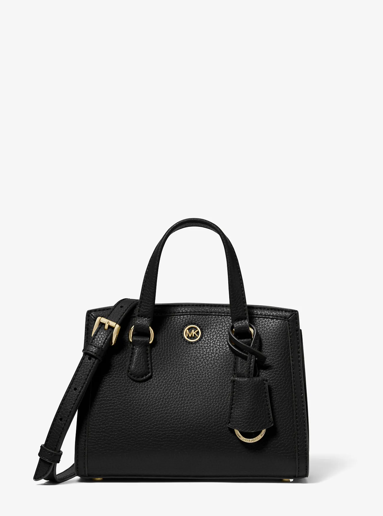 Michael Kors Messengertas Chantal van getrommeld leer, extra klein ZWART New