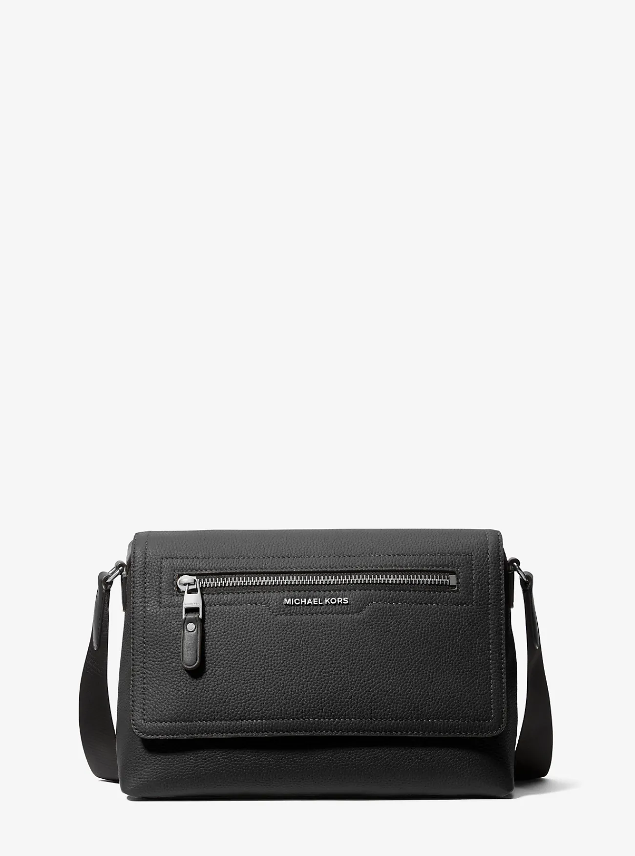 Michael Kors Messengertas Hudson van getrommeld leer, klein ZWART Hot