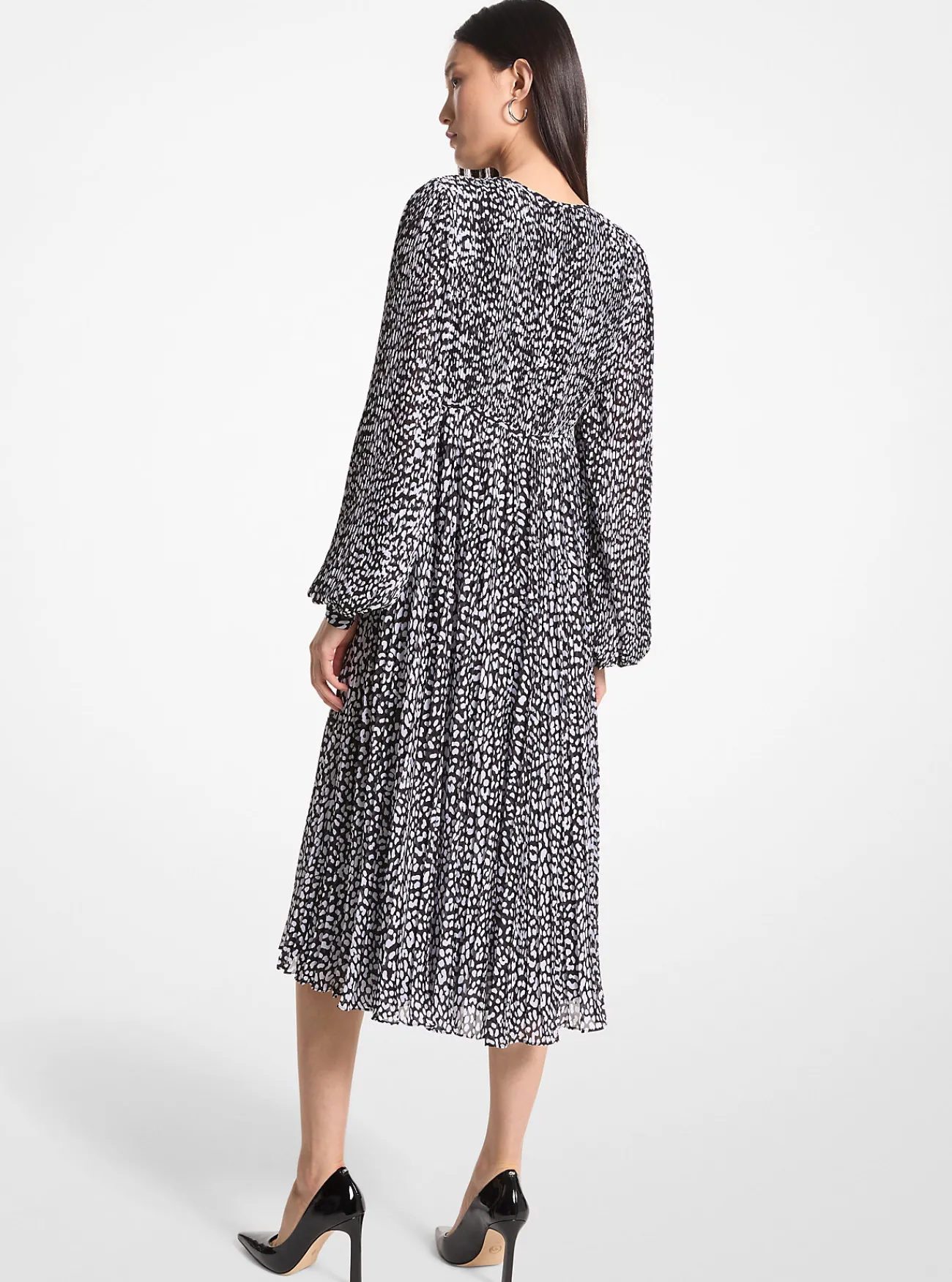 Michael Kors Midi-jurk van cr&ecirc;pe georgette met luipaardprint en plooien Hot