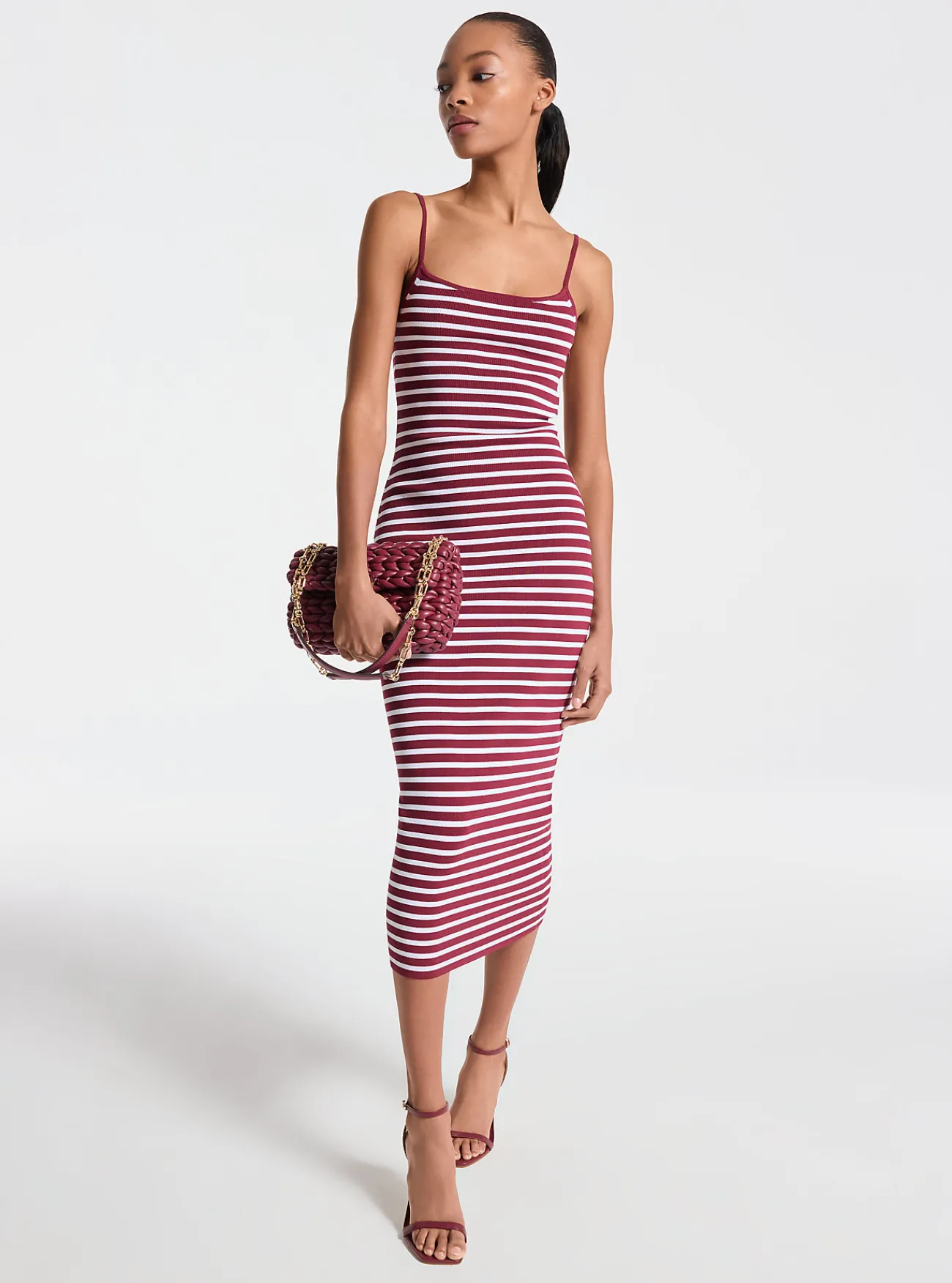 Michael Kors Midi-jurk van stretchviscosemix met strepen [3465] Best