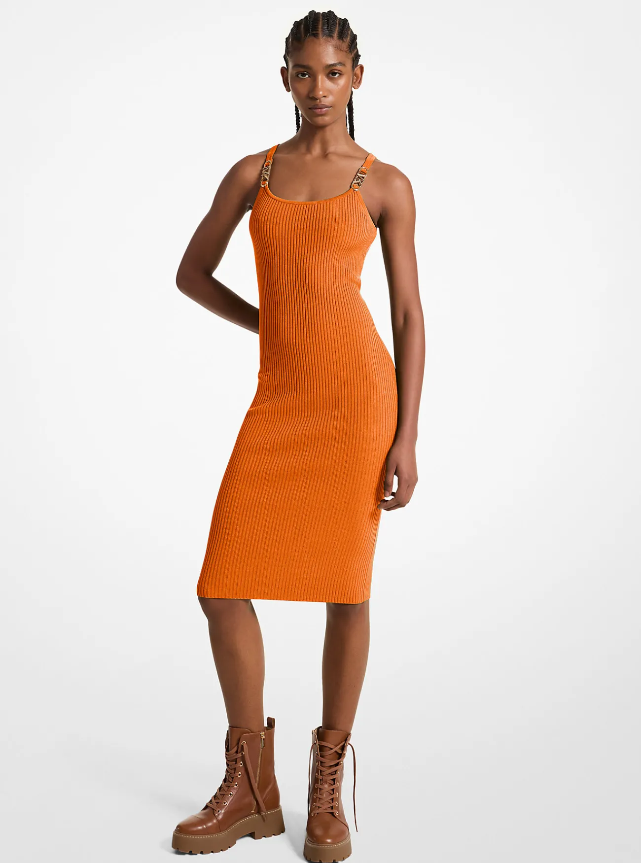 Michael Kors Miditankjurk van geribd stretchbreisel New