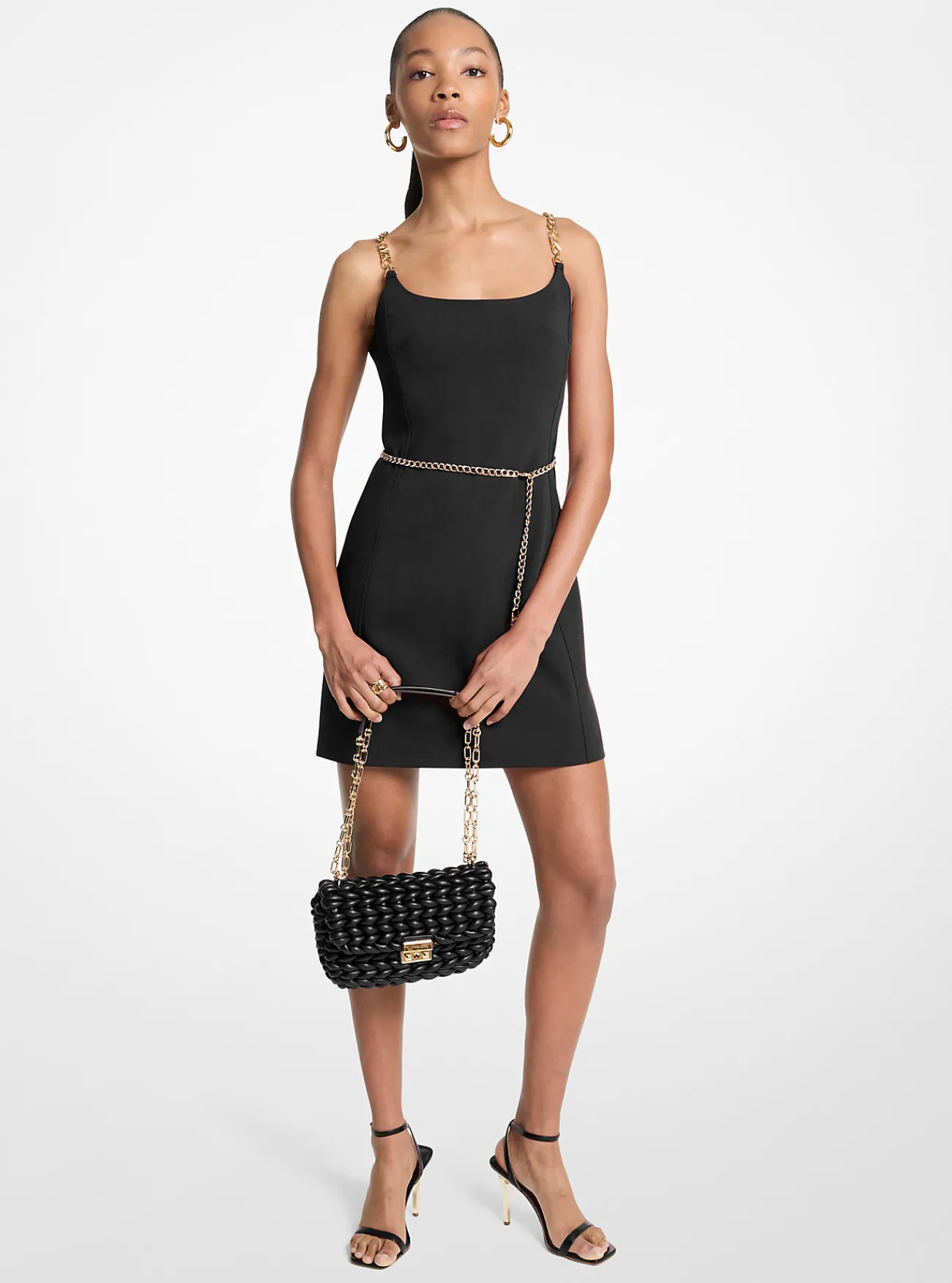 Michael Kors Mini-bustierjurk met kettingriem ZWART Outlet