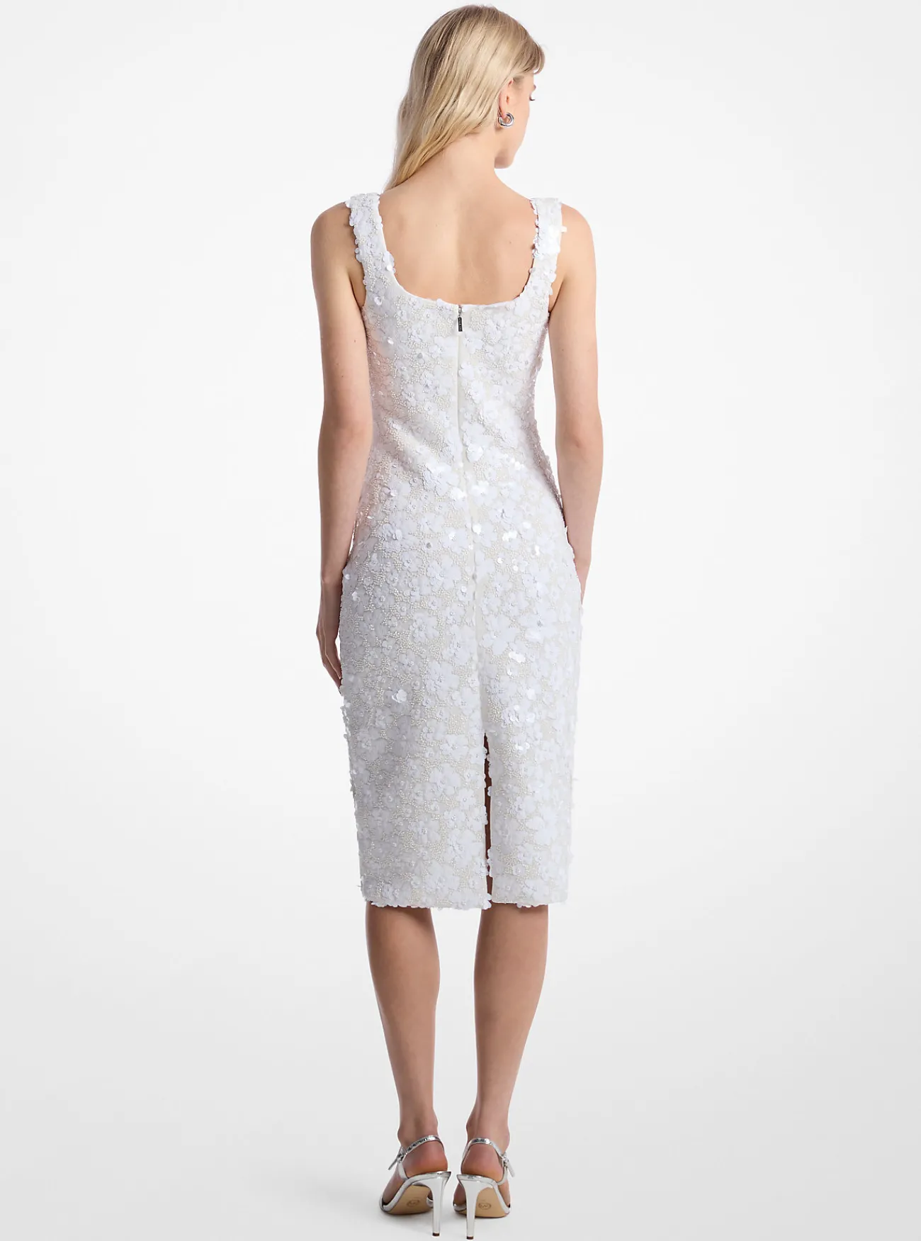 Michael Kors Mini-jurk van scuba versierd met bloemen WIT New