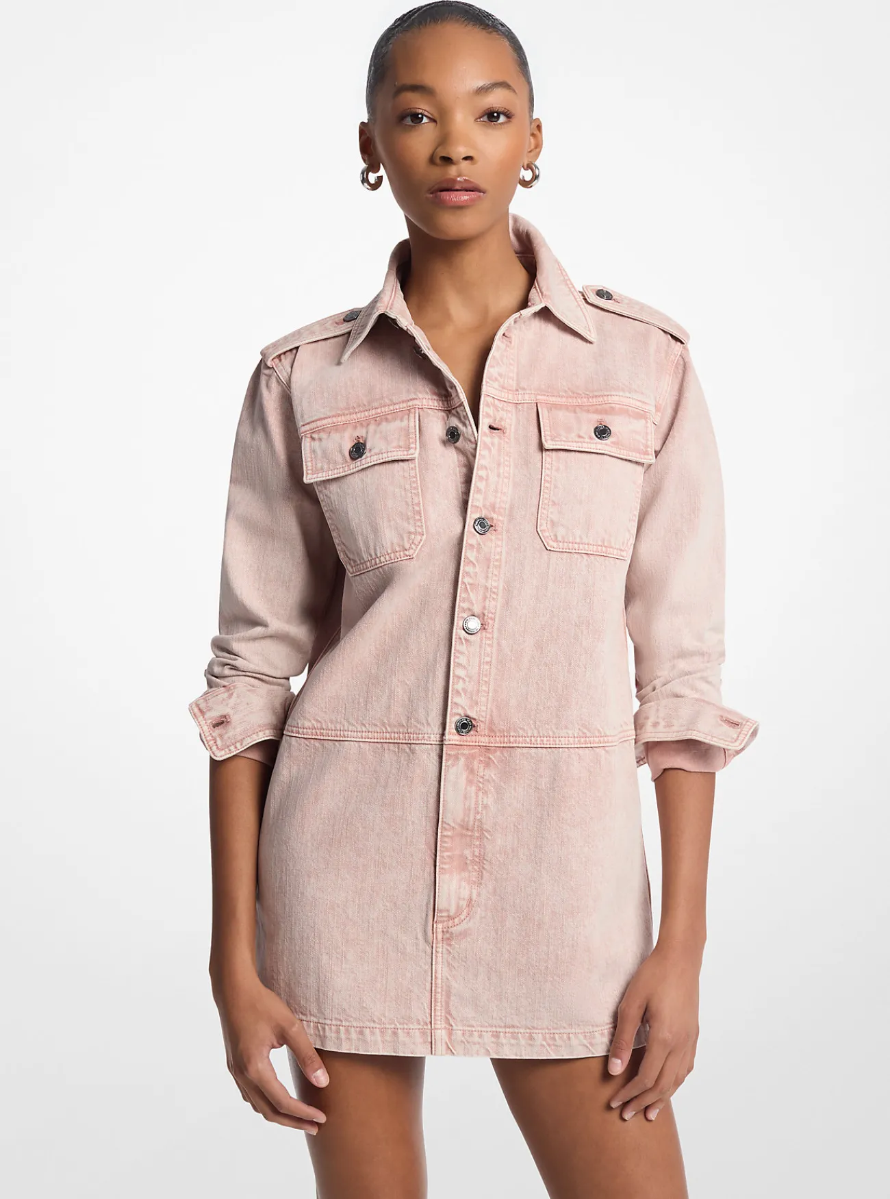 Michael Kors Mini-overhemdjurk van geverfd denim ROZENWATER Fashion
