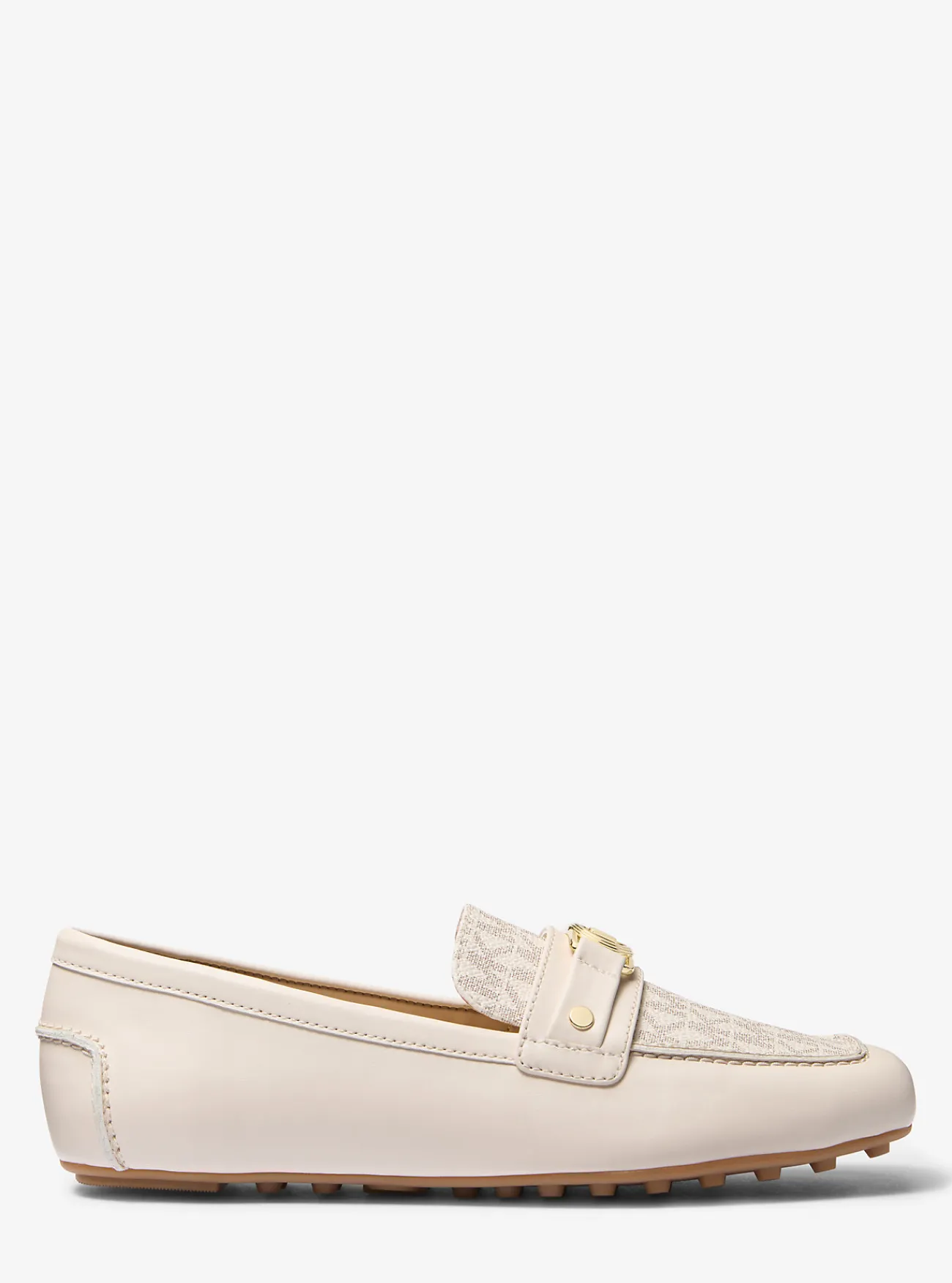 Michael Kors Mocassin-loafer Mandy van leer en canvas met logoprint VANILLECOMBO Clearance