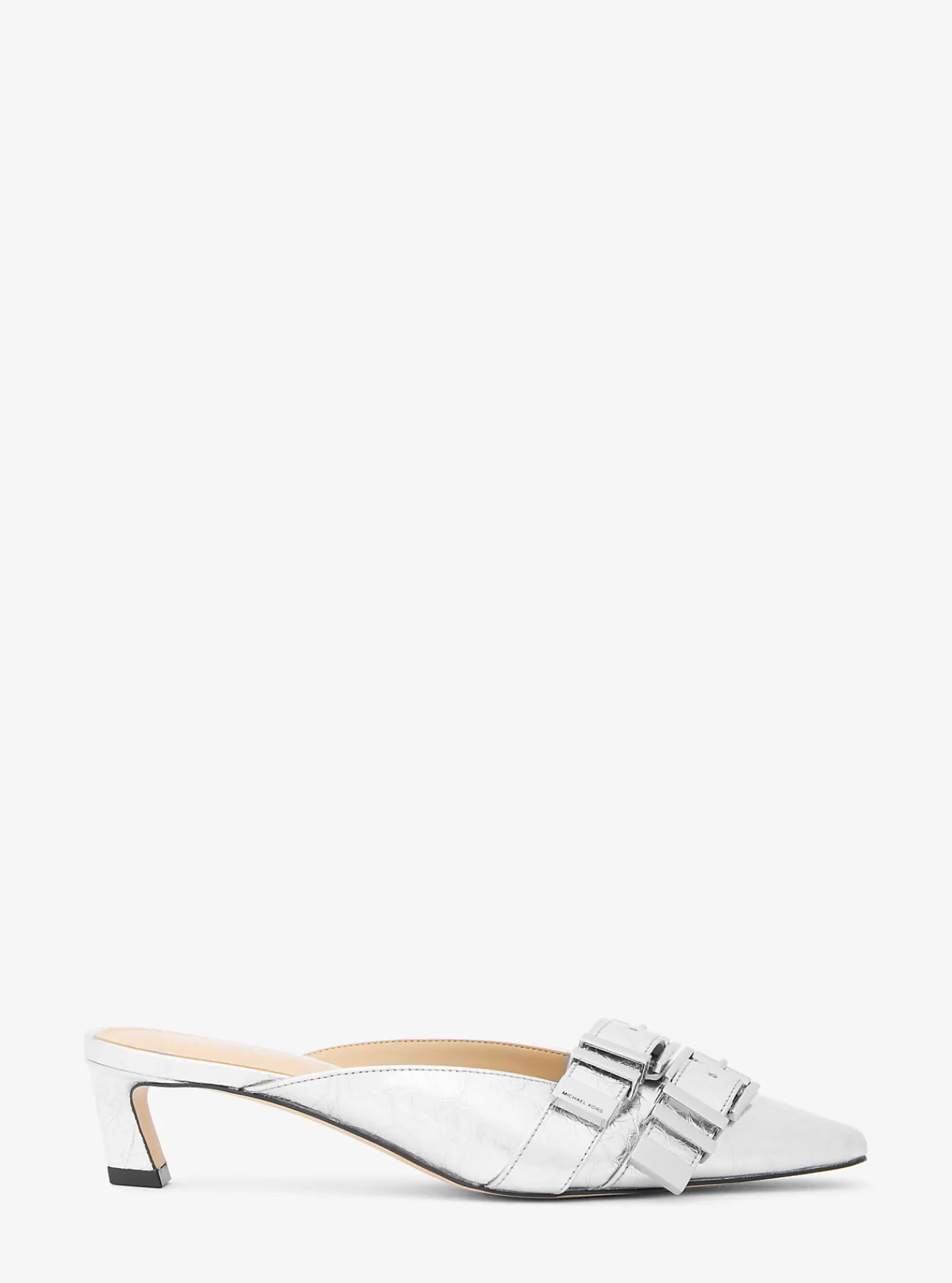 Michael Kors Muiltje Darrington van metallic craquel&eacute; leer ZILVER Discount