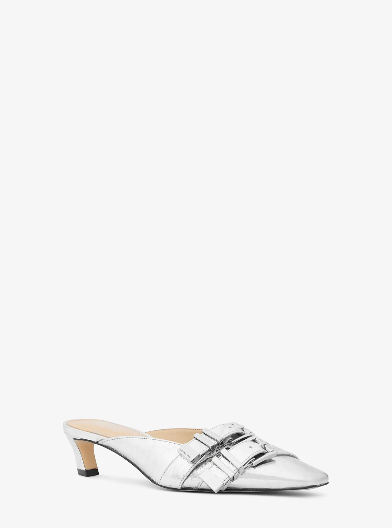Michael Kors Muiltje Darrington van metallic craquelé leer ZILVER Discount