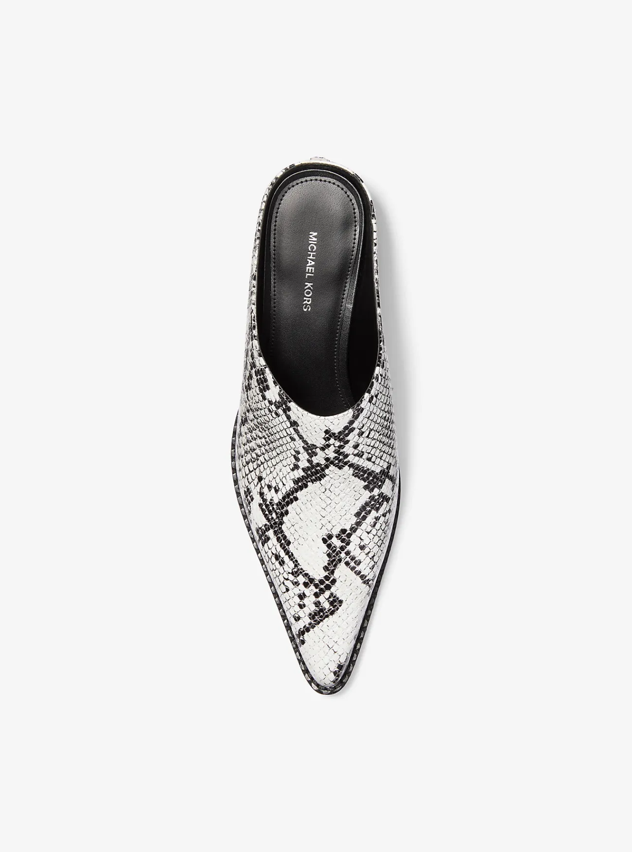 Michael Kors Muiltje Nash van leer met slangenprint in reliëf ALUMINIUM New