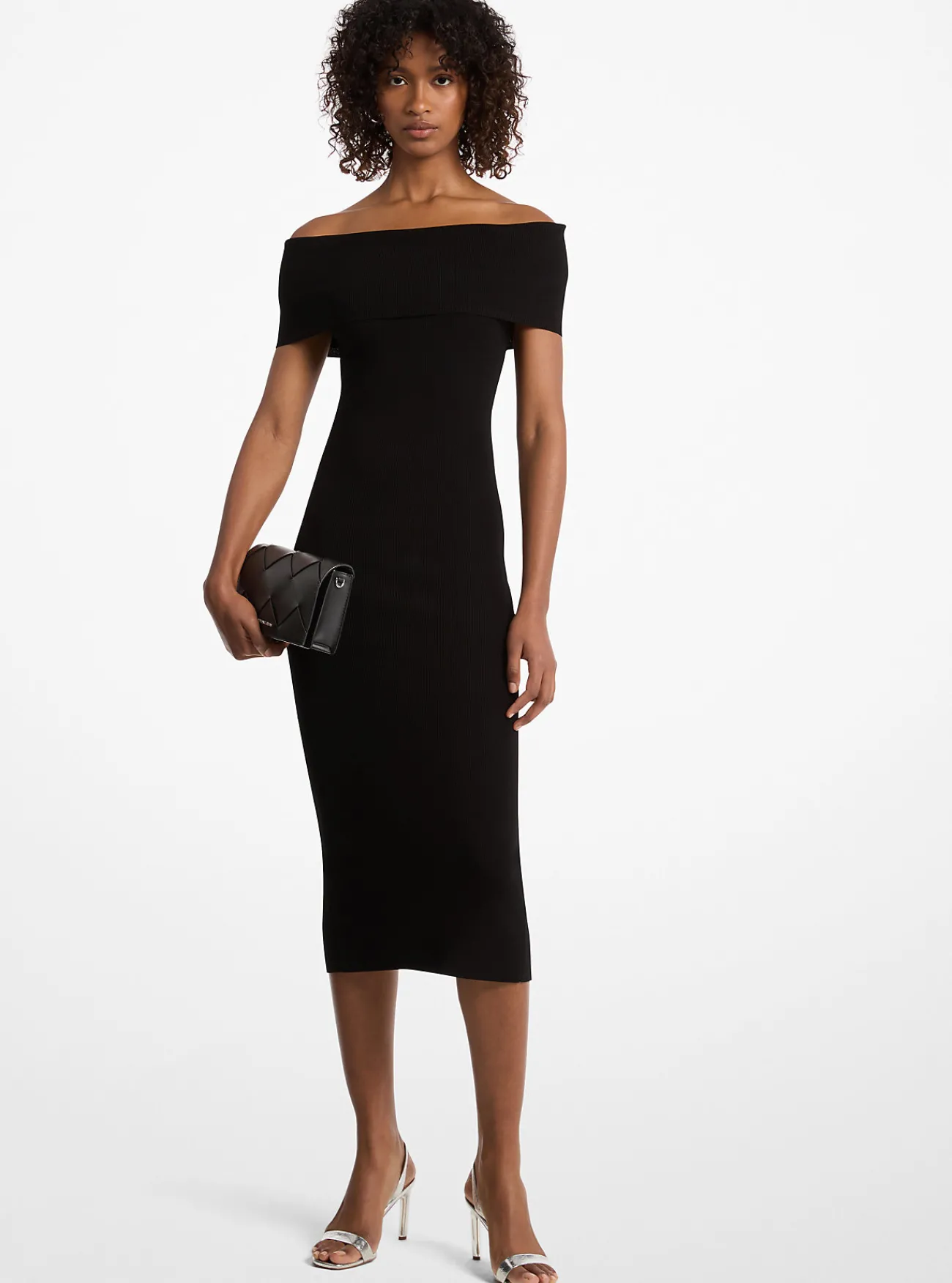 Michael Kors Offshoulder jurk van stretchbreisel ZWART Fashion
