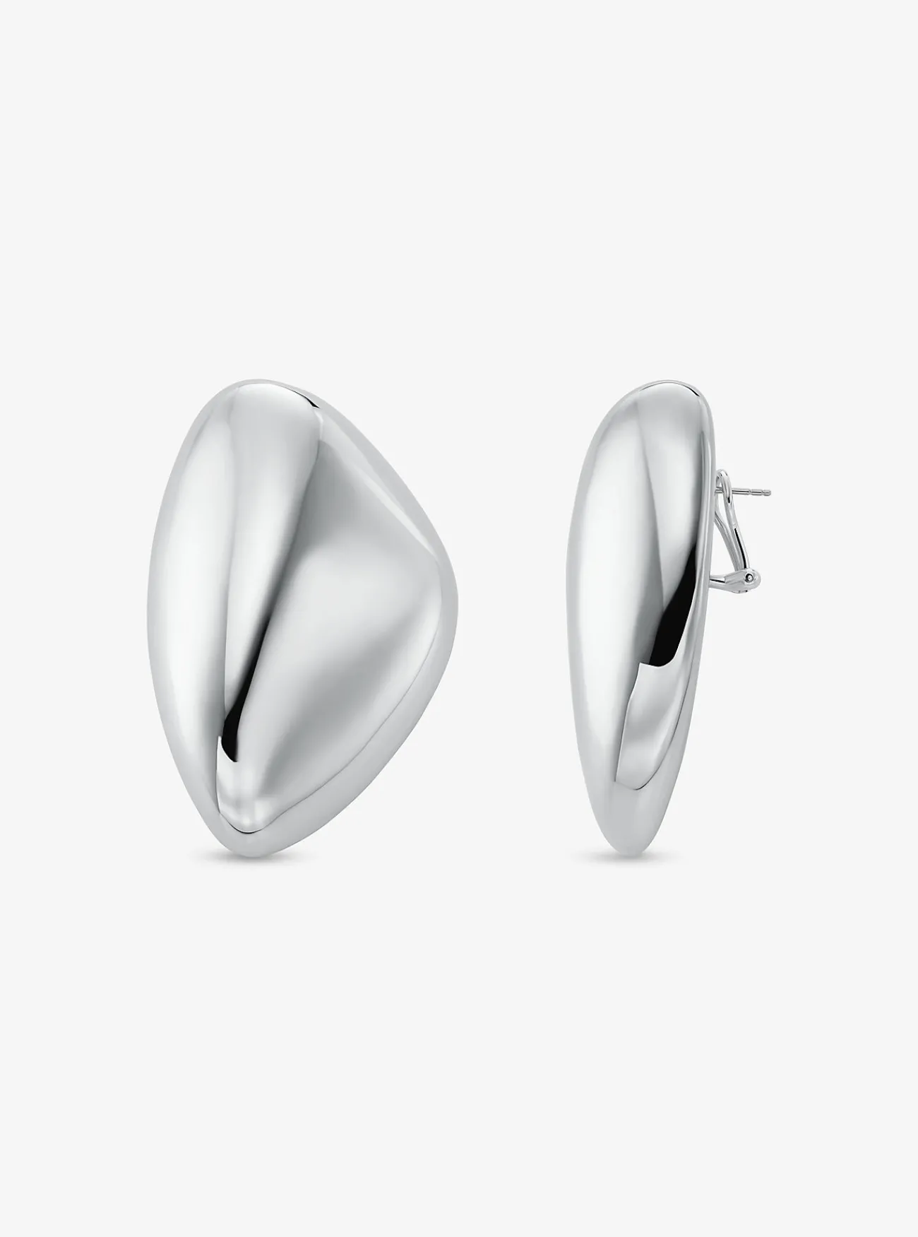 Michael Kors Oorbel van messing met plating met edelmetaal, groot en kiezelsteenvormig ZILVER New