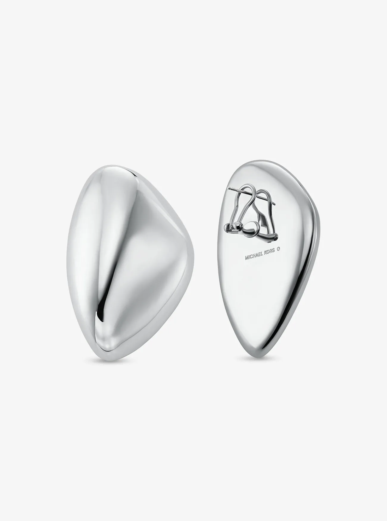 Michael Kors Oorbel van messing met plating met edelmetaal, groot en kiezelsteenvormig ZILVER New
