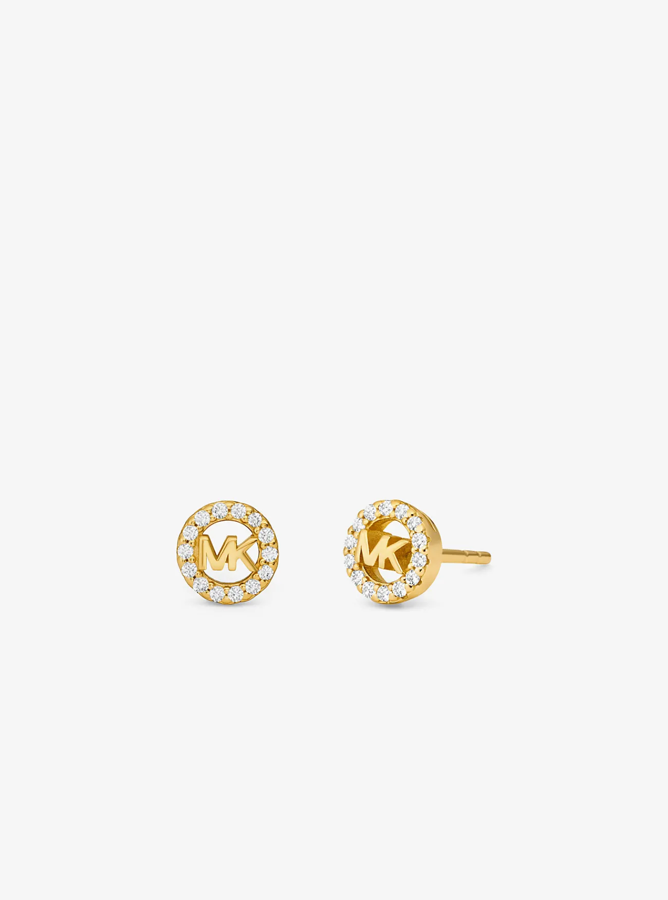 Michael Kors Oorknopjes Fulton van sterlingzilver met plating met edelmetaal, siersteentjes, logo en bedeltje GOUD Clearance