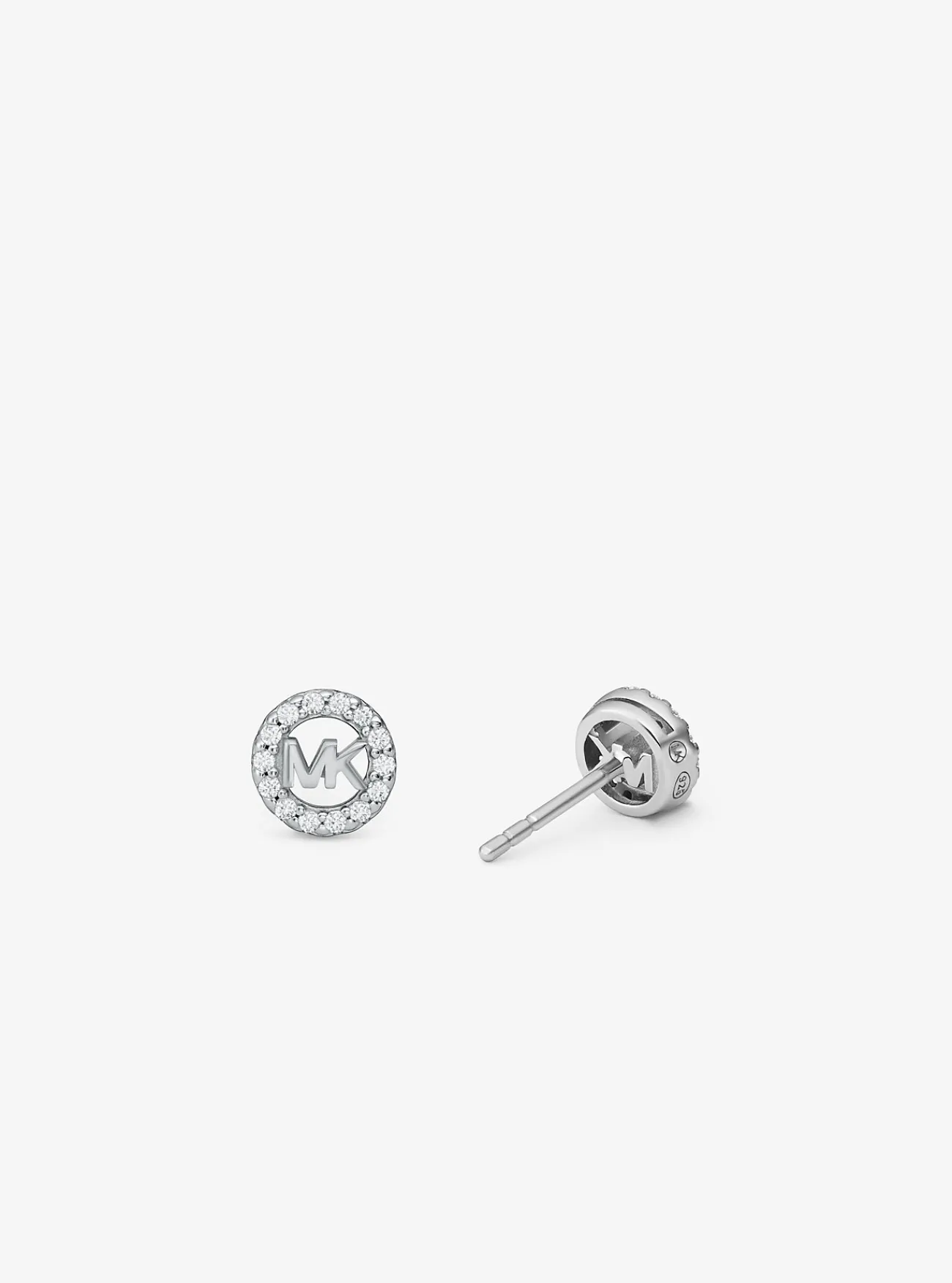 Michael Kors Oorknopjes Fulton van sterling met plating met edelmetaal, siersteentjes, logo en bedeltje ZILVER Fashion