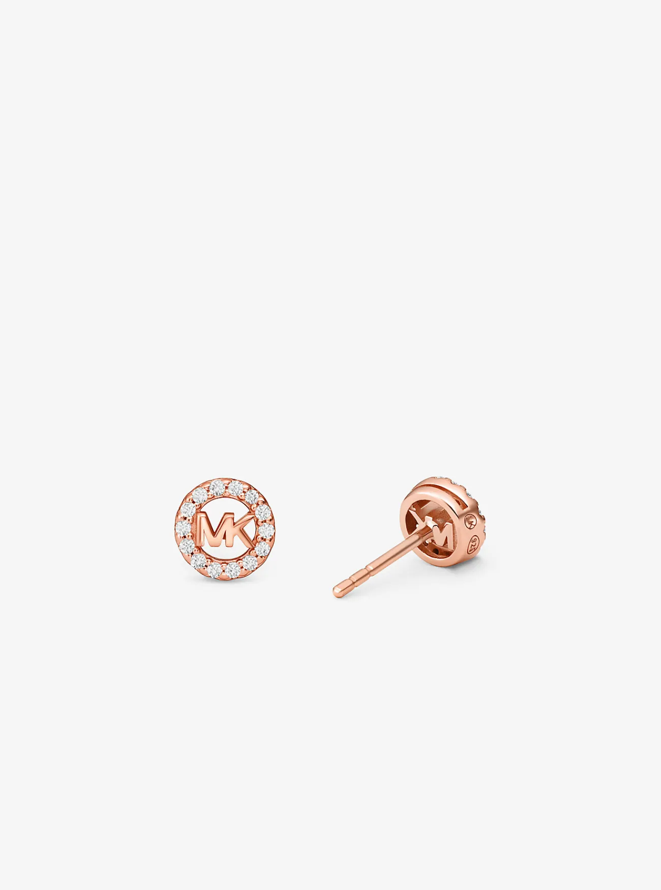 Michael Kors Oorknopjes Fulton van sterlingzilver met plating met edelmetaal, siersteentjes, logo en bedeltje ROS&Eacute;GOUD Discount