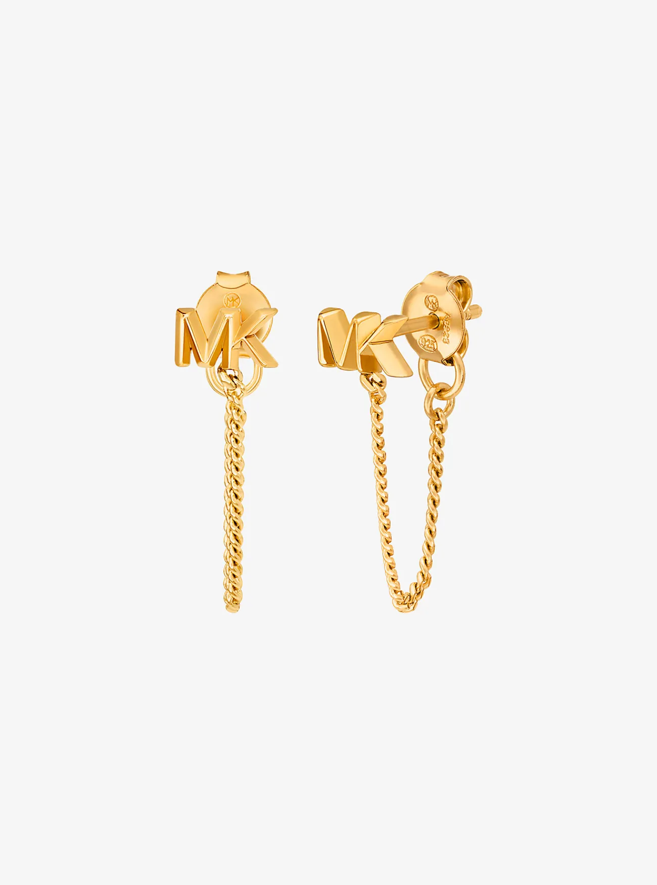Michael Kors Oorknopjes van sterlingzilver met plating met edelmetaal, logo en kettinkje GOUD Online