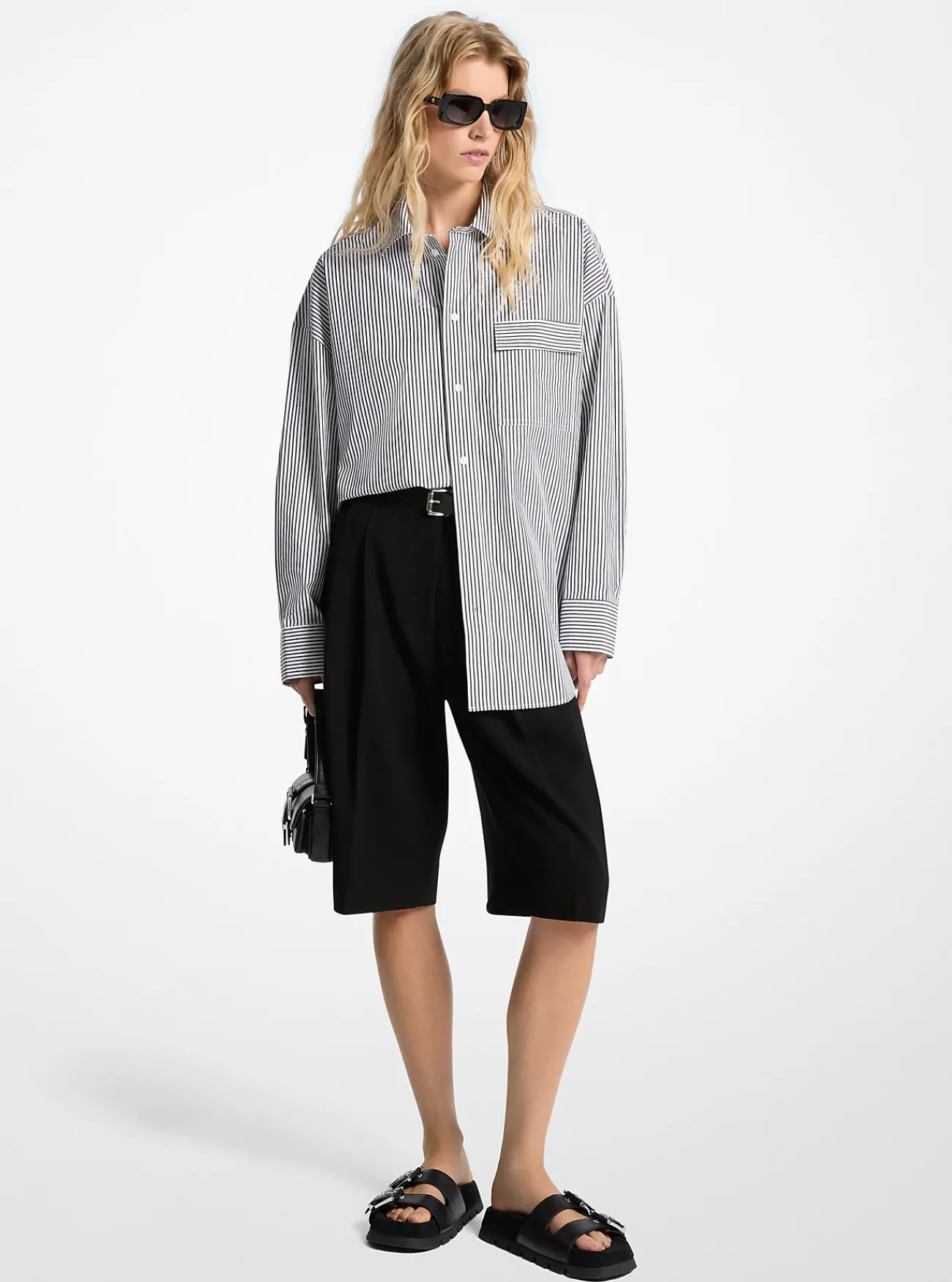 Michael Kors Overhemd van popeline van stretchkatoen met strepen, oversized Discount