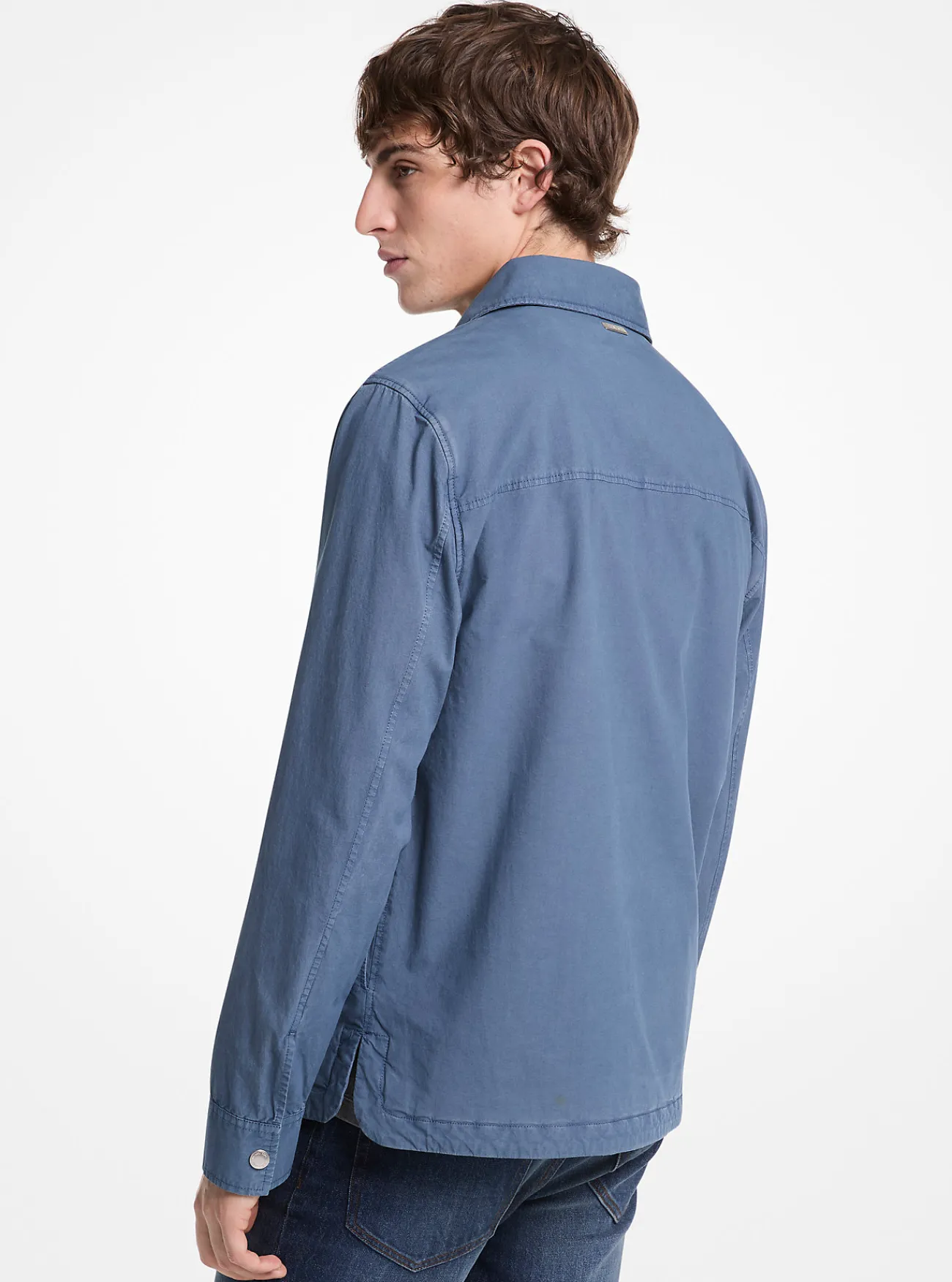 Michael Kors Overhemdjack van geverfde katoenpopeline met stretch DONKERCHAMBRAY New