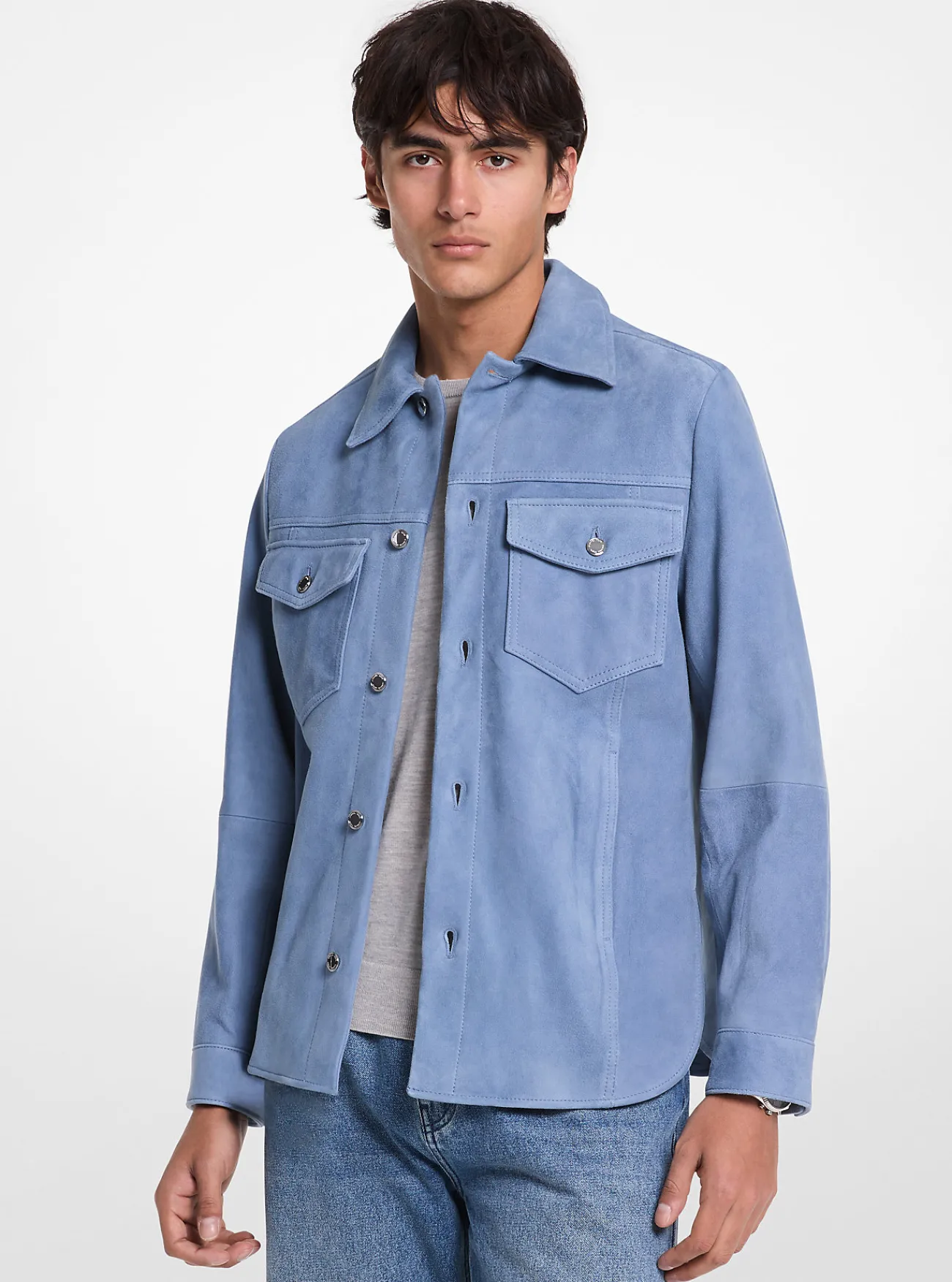 Michael Kors Overhemdjack van su&egrave;de DONKERCHAMBRAY Outlet