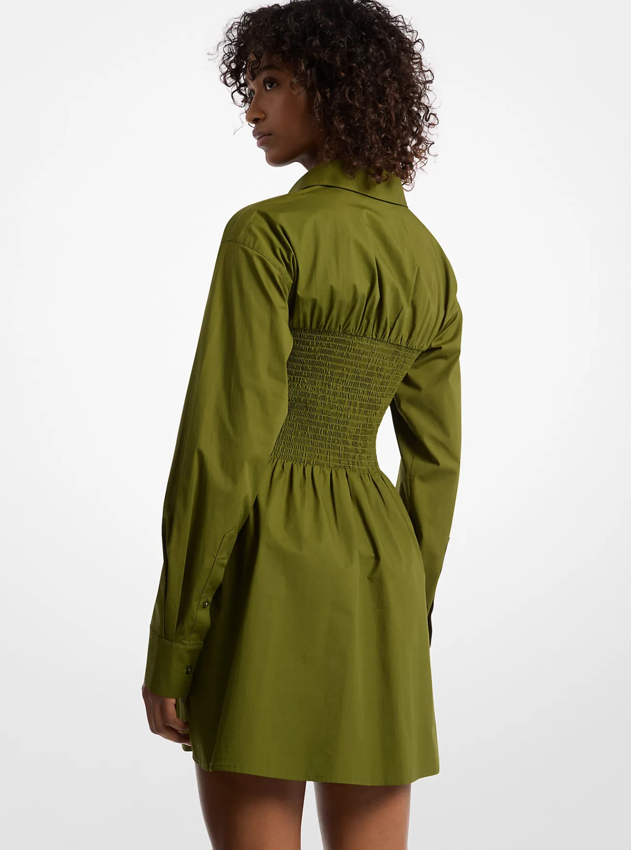 Michael Kors Overhemdjurk van katoenpopeline met stretch en smokwerk EVERGREEN Fashion