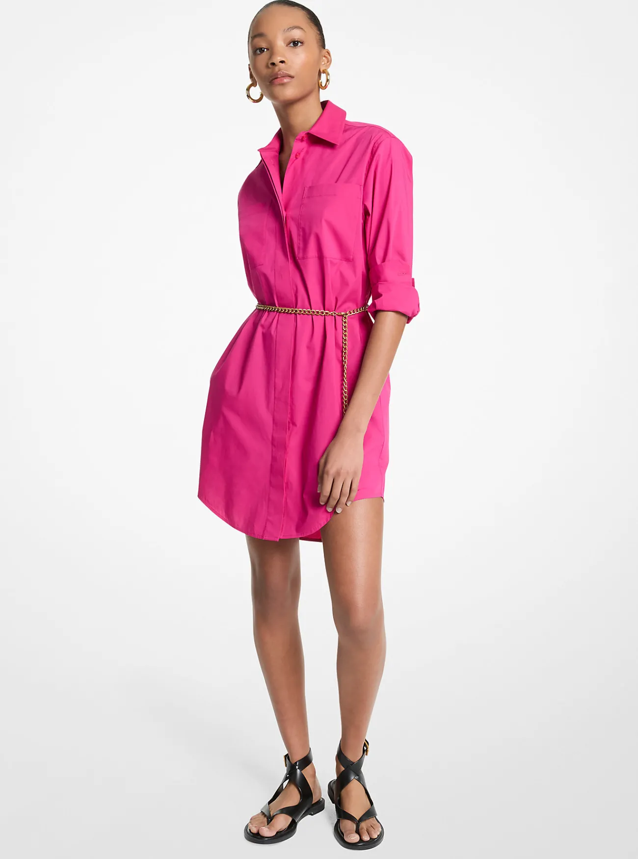 Michael Kors Overhemdjurk van stretchkatoen met riem [3468] Discount
