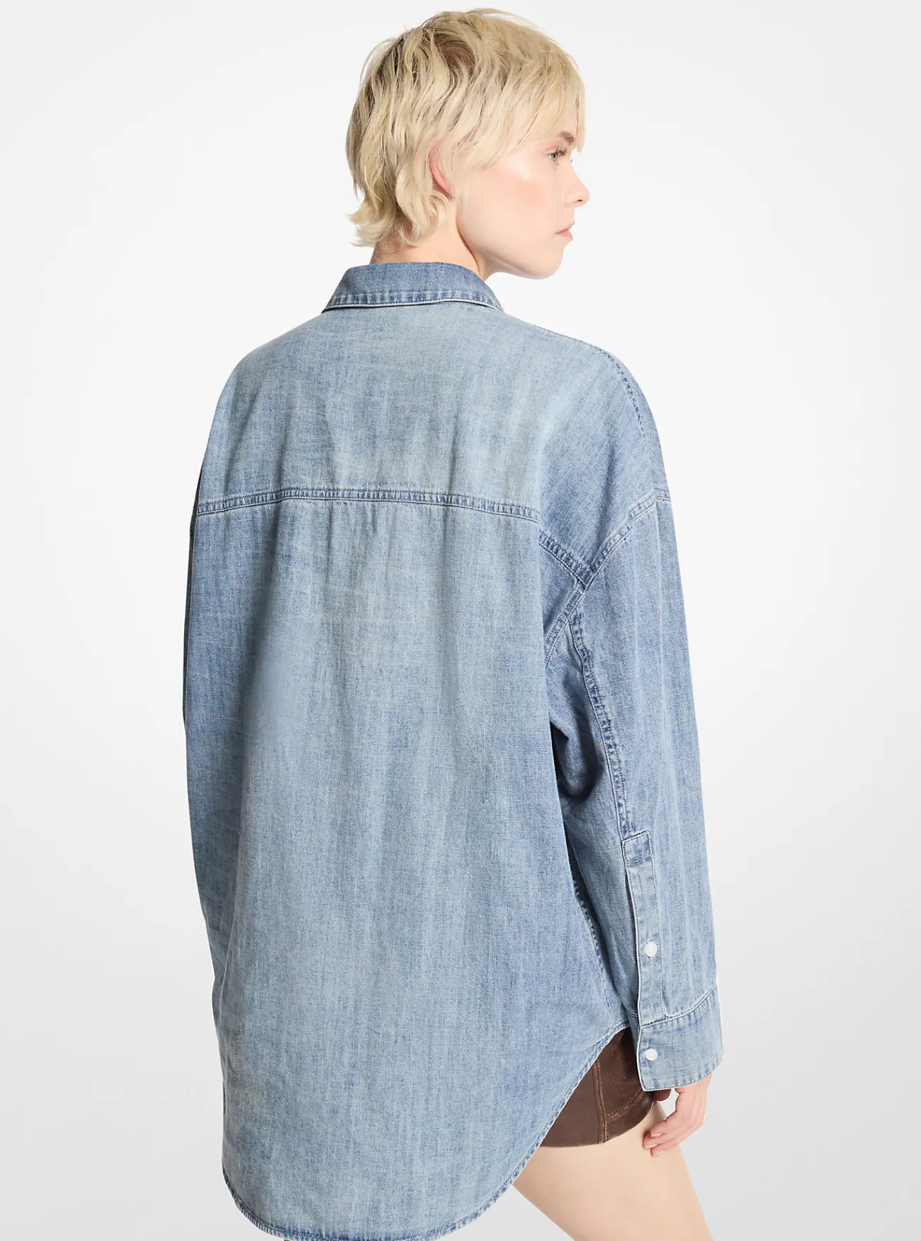 Michael Kors Oversized overhemd van chambray BLAUWVINTAGEWASSING Hot