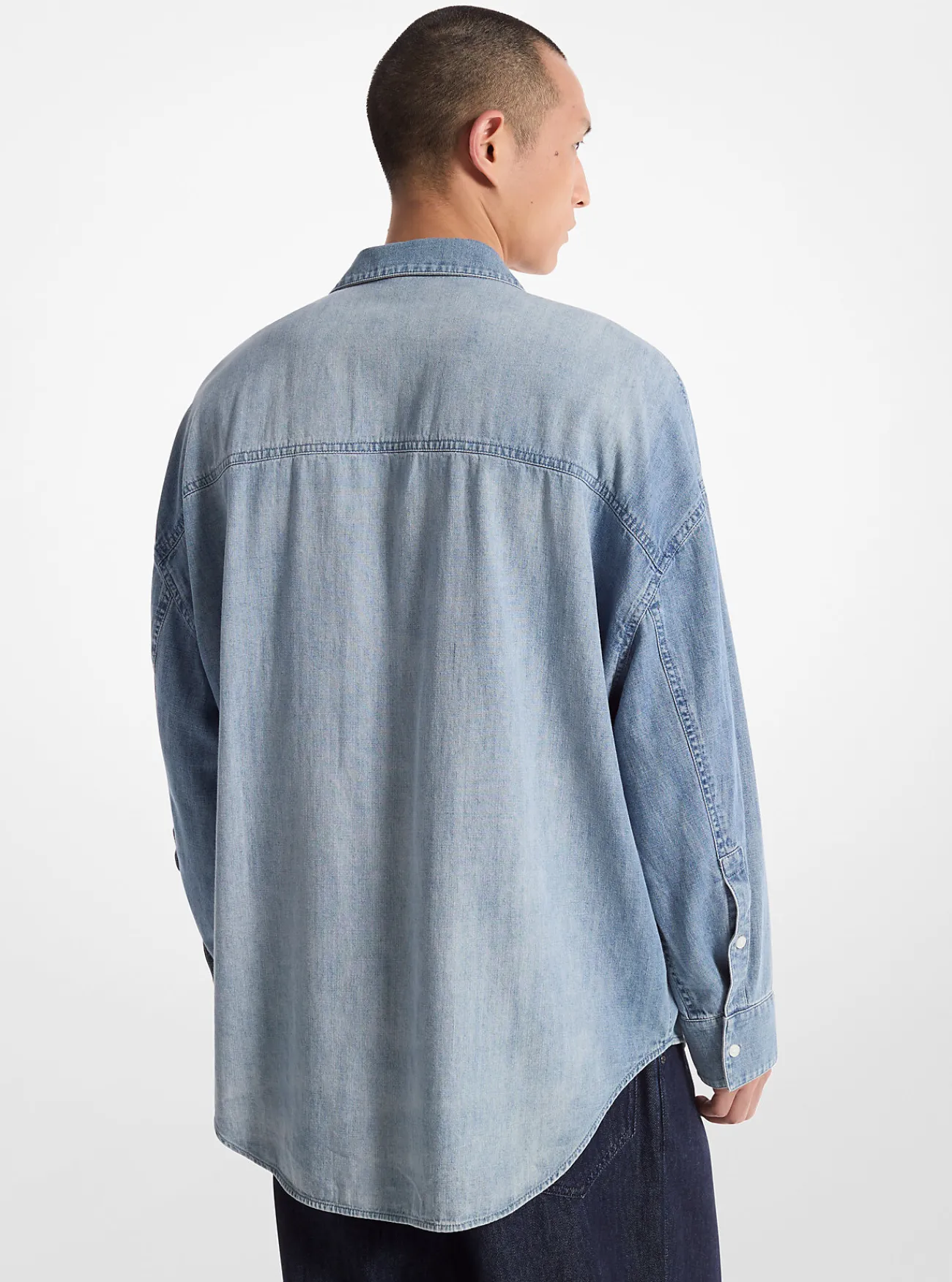 Michael Kors Oversized overhemd van chambray BLAUWVINTAGEWASSING Hot