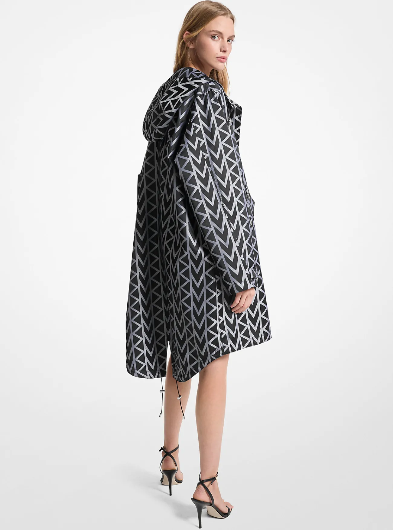 Michael Kors Parka van MK2000-jacquard met logo, oversized NIKKEL Sale