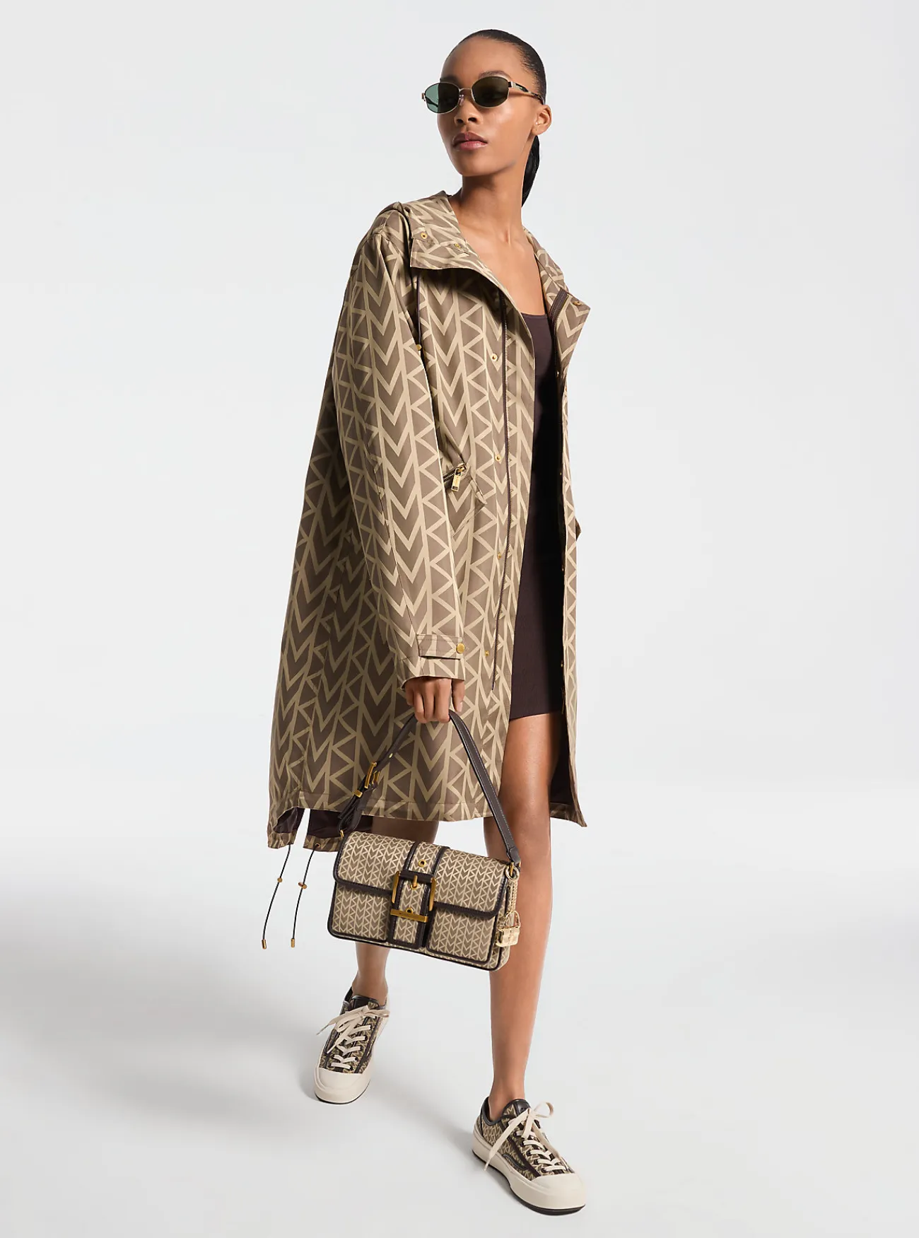 Michael Kors Parka van MK2000-jacquard met logo, oversized CHOCOLADE Outlet