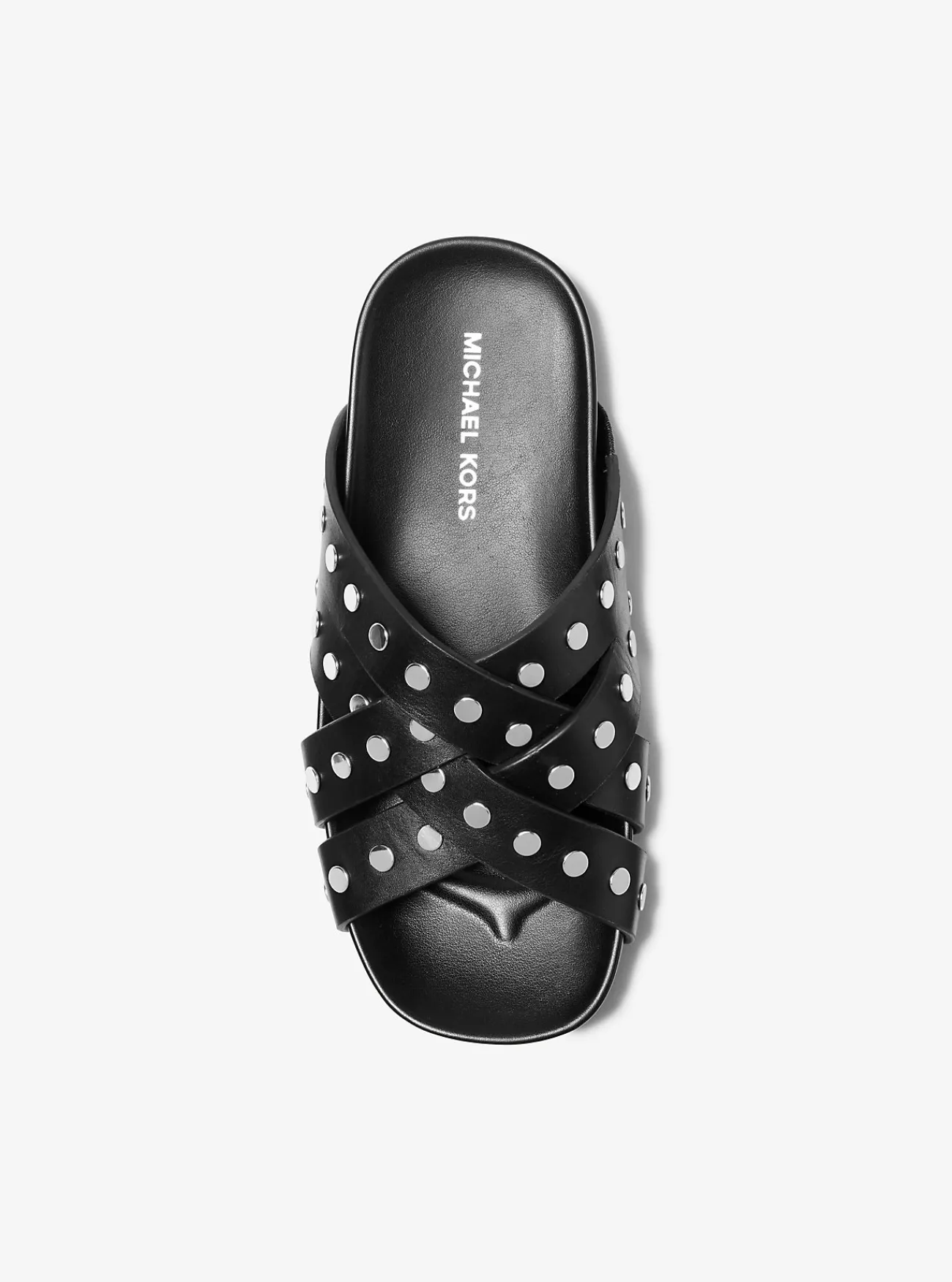 Michael Kors Platte sandaal Irene van leer met studs ZWART Fashion