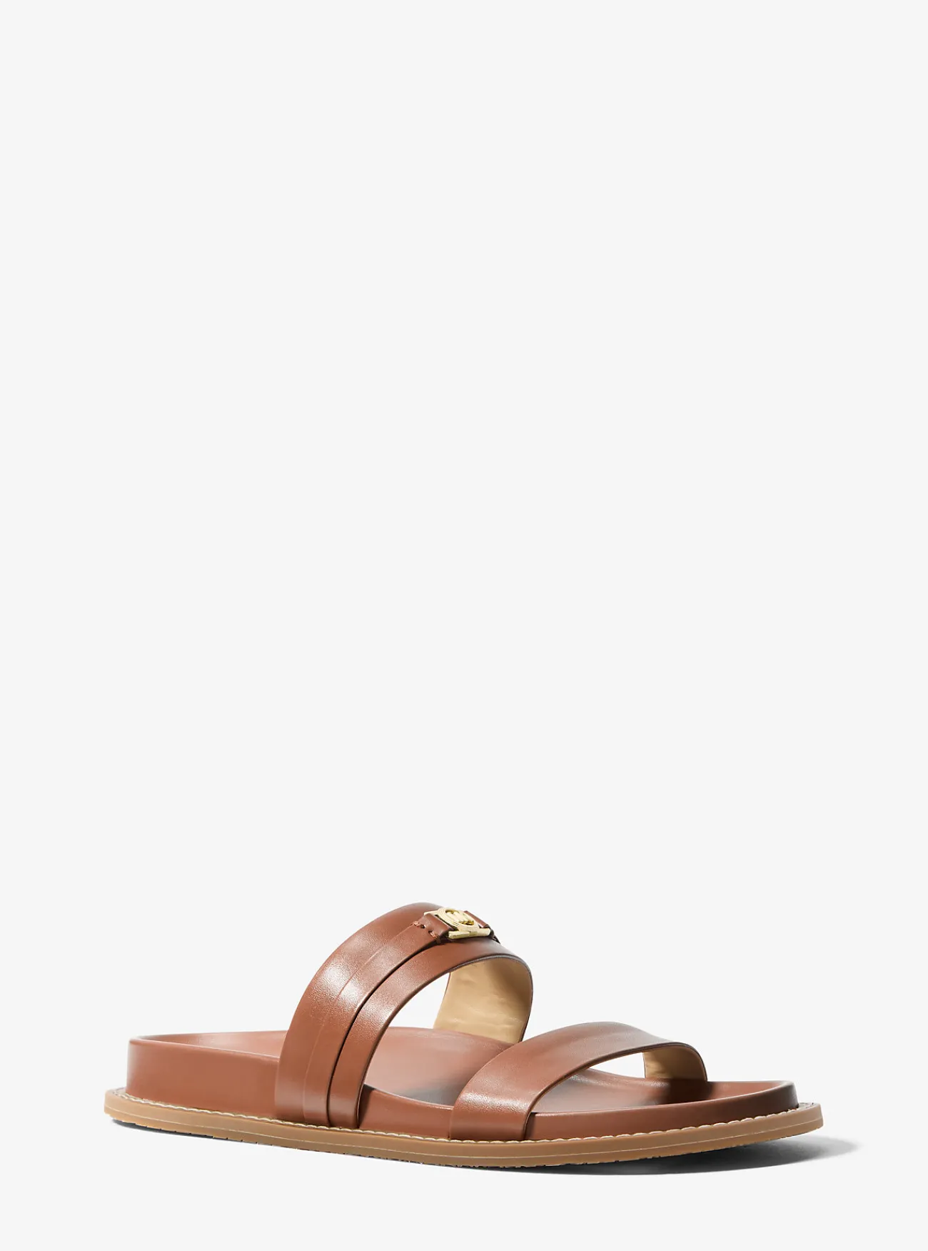 Michael Kors Platte slipper Mandy van leer LUGGAGE Online