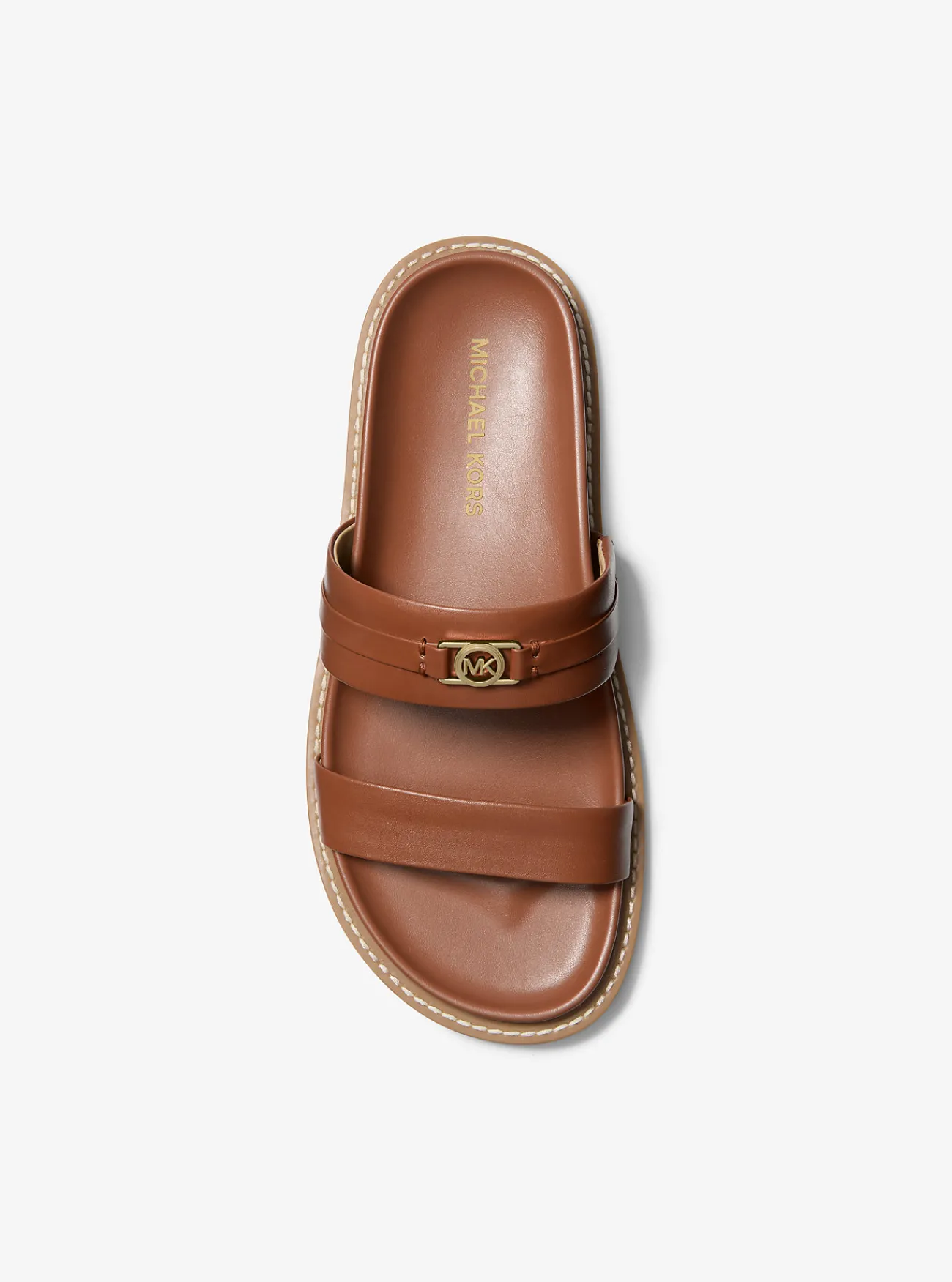 Michael Kors Platte slipper Mandy van leer LUGGAGE Online