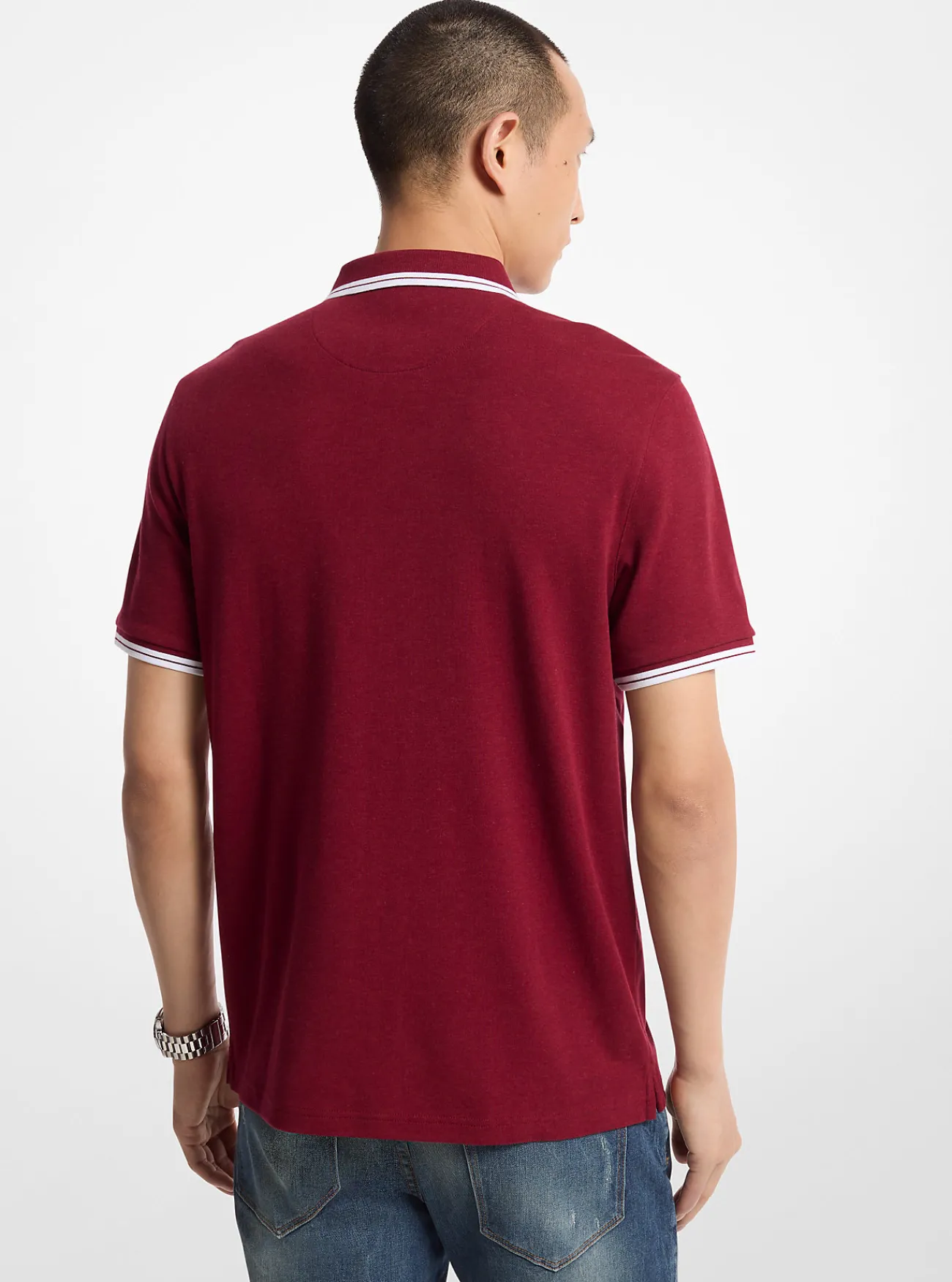 Michael Kors Poloshirt Greenwich van katoen DONKERBRANDYGEM&Ecirc;LEERD Outlet