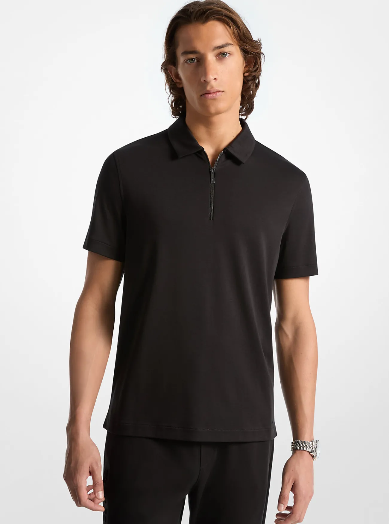 Michael Kors Poloshirt van katoen met halve rits ZWART Online