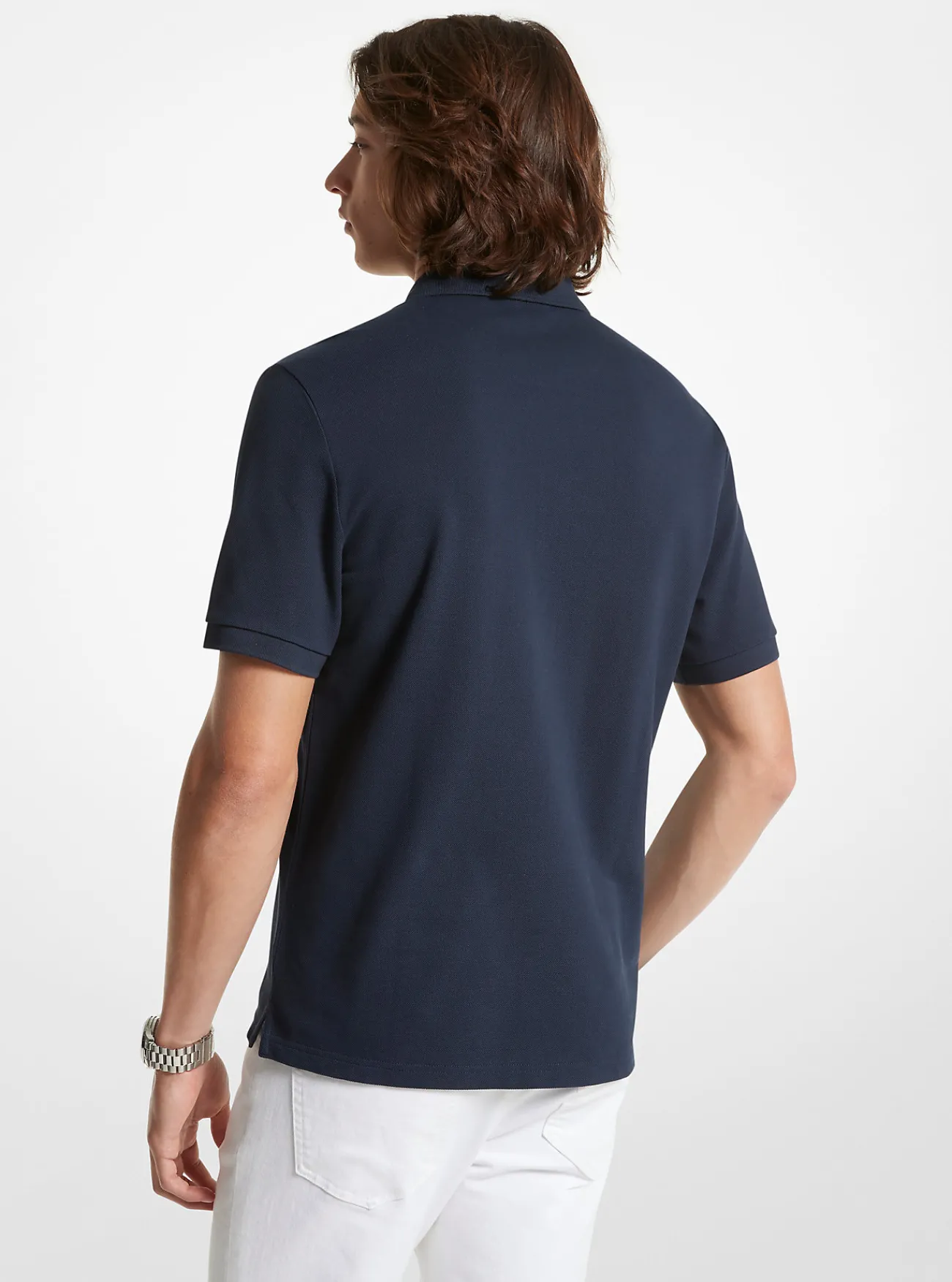 Michael Kors Poloshirt van katoen met halve rits MIDDERNACHTSBLAUW Discount