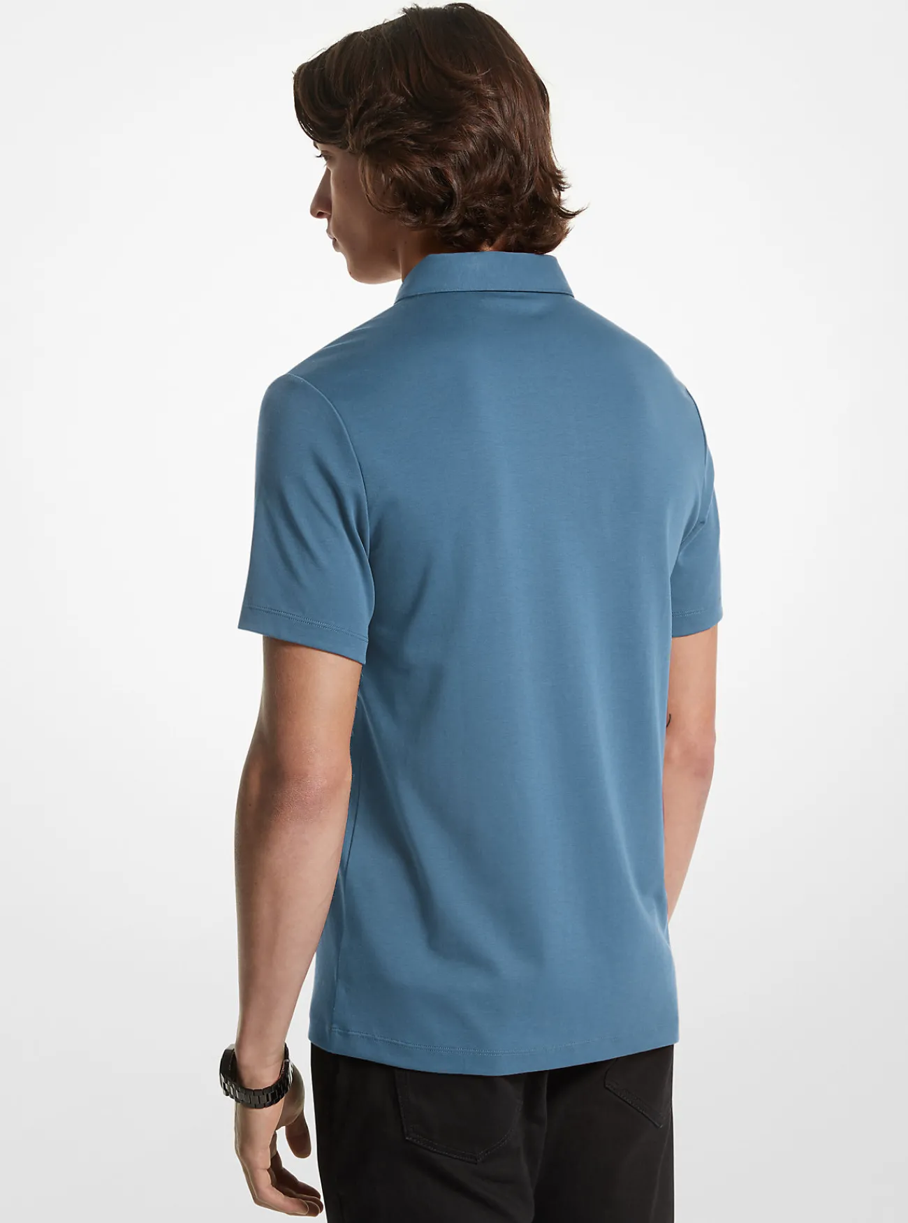 Michael Kors Poloshirt van katoen met geborduurd logo DONKERCHAMBRAY Discount